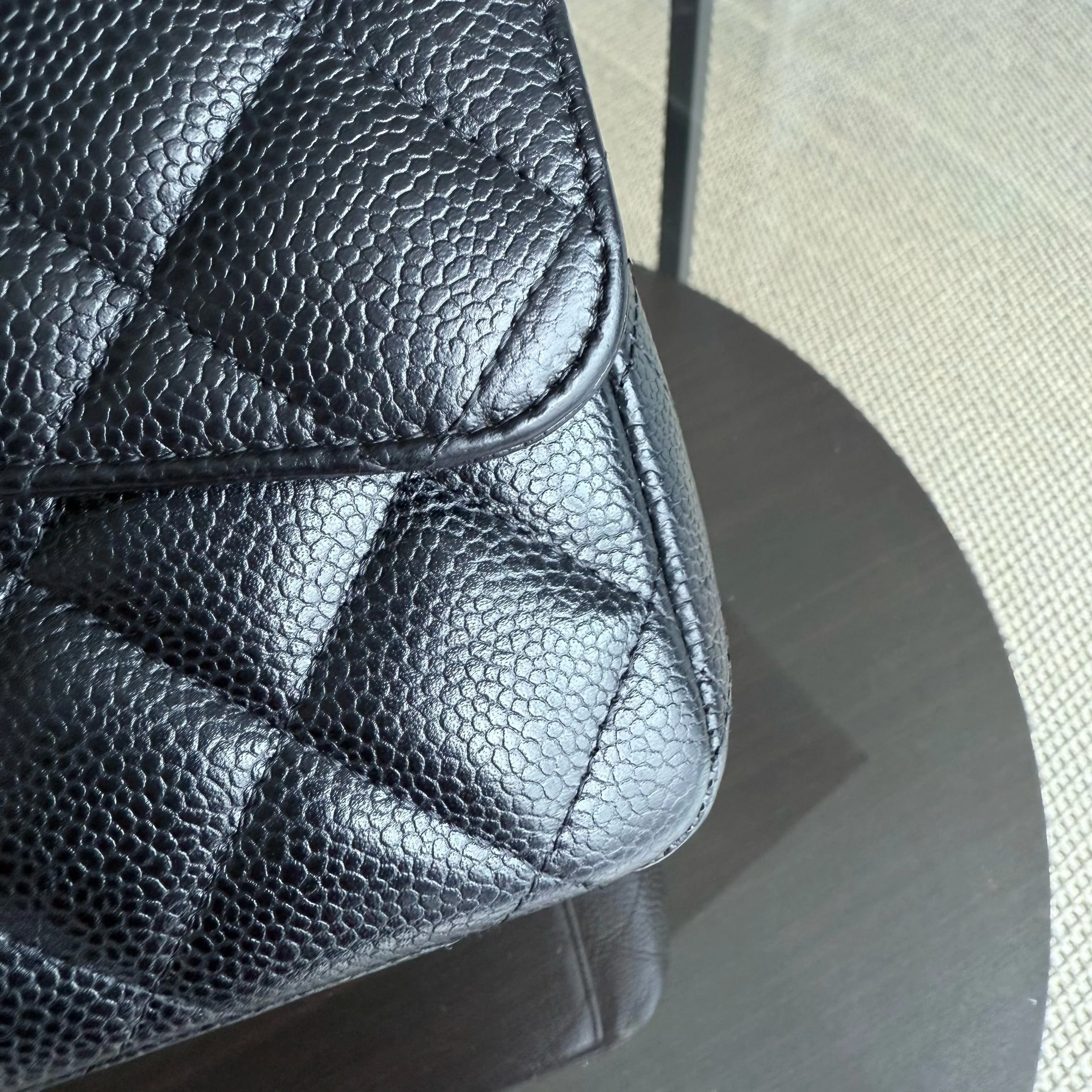 Chanel Classic Flap Maxi - Caviar Double Flap 33CM Quilted Black Gold Hardware Series 15