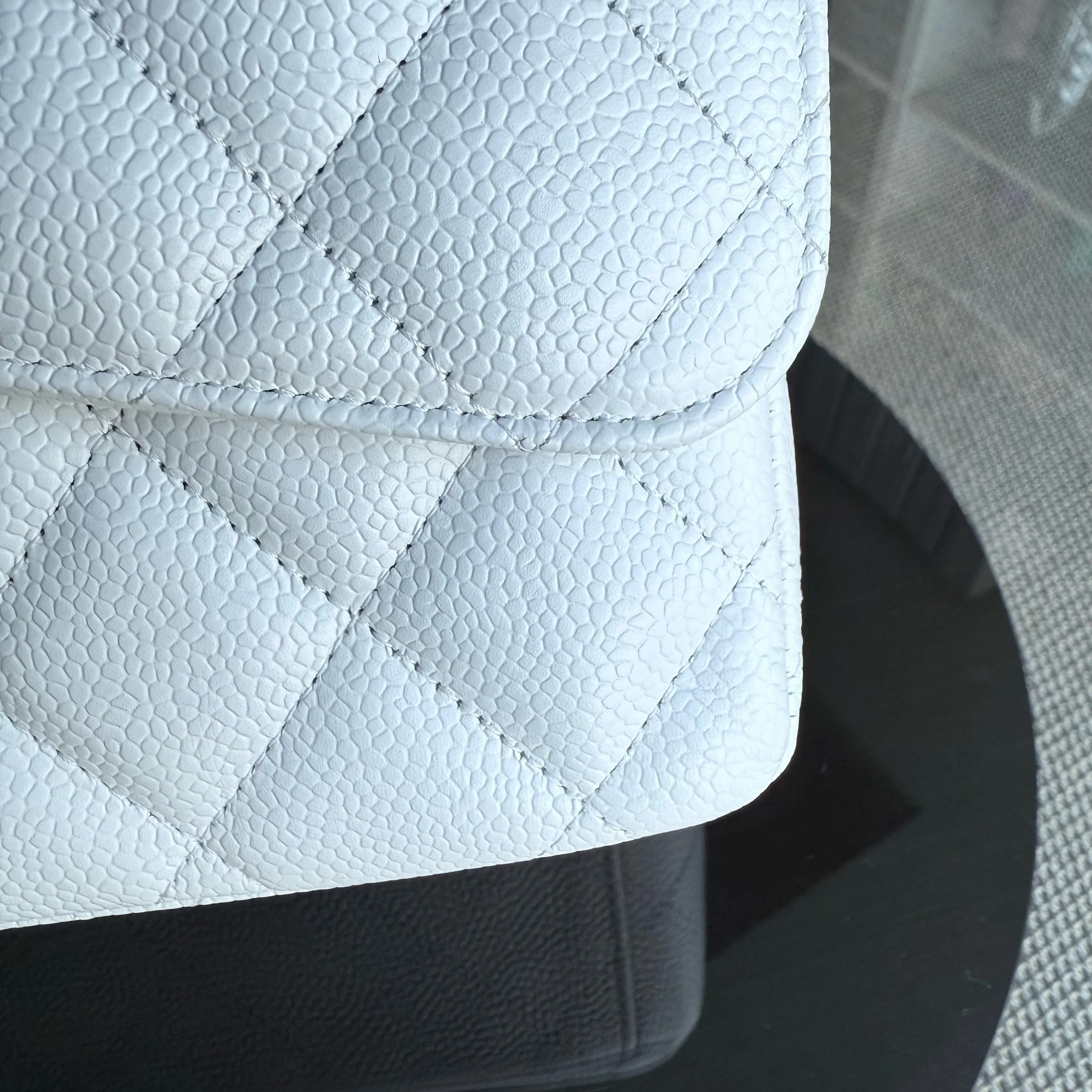 Chanel Classic Flap Maxi - Caviar Double Flap 33CM Quilted White Silver Hardware Series 14