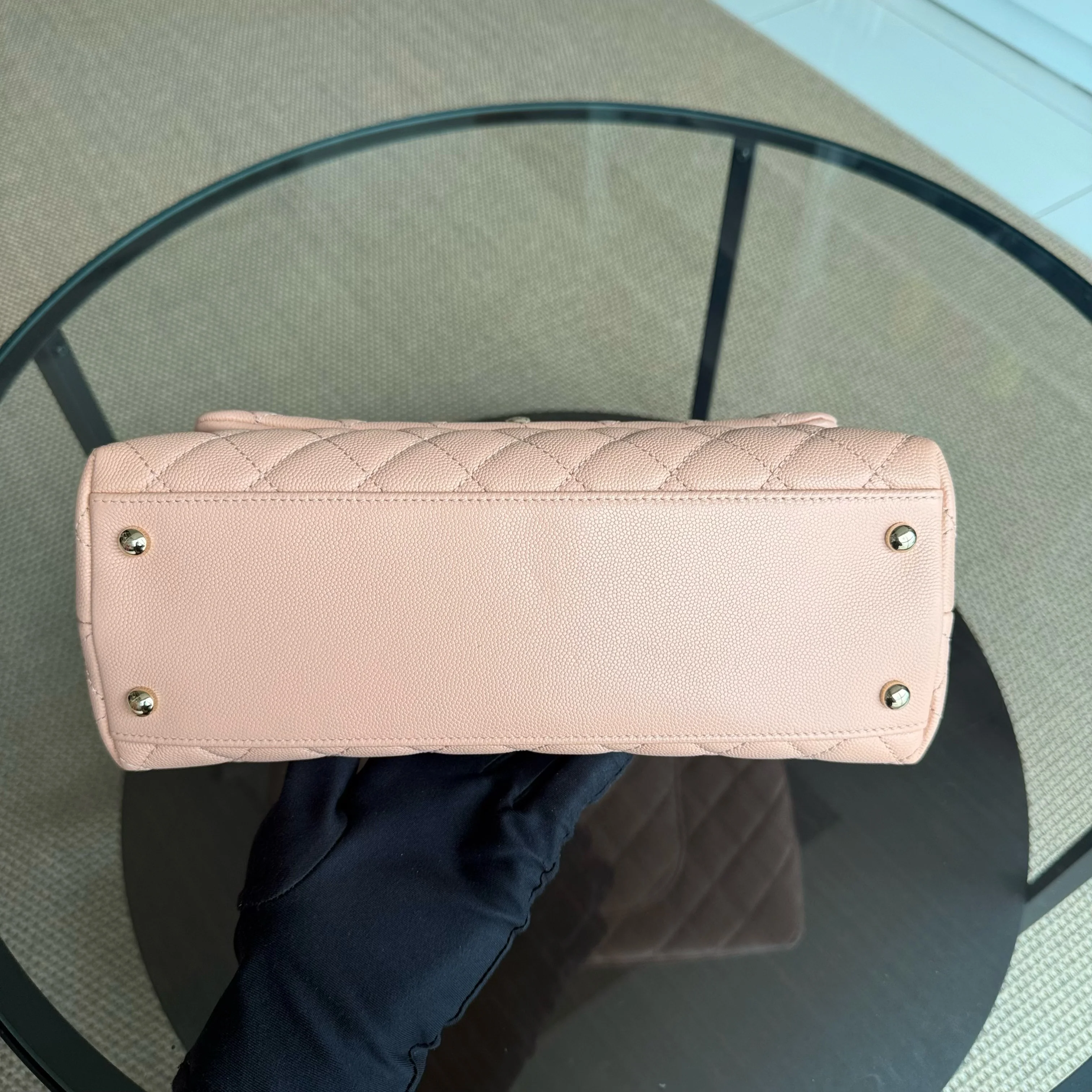 Chanel Coco Handle Medium - Caviar Quilted Grained Calfskin Beige Gold Hardware Series 31