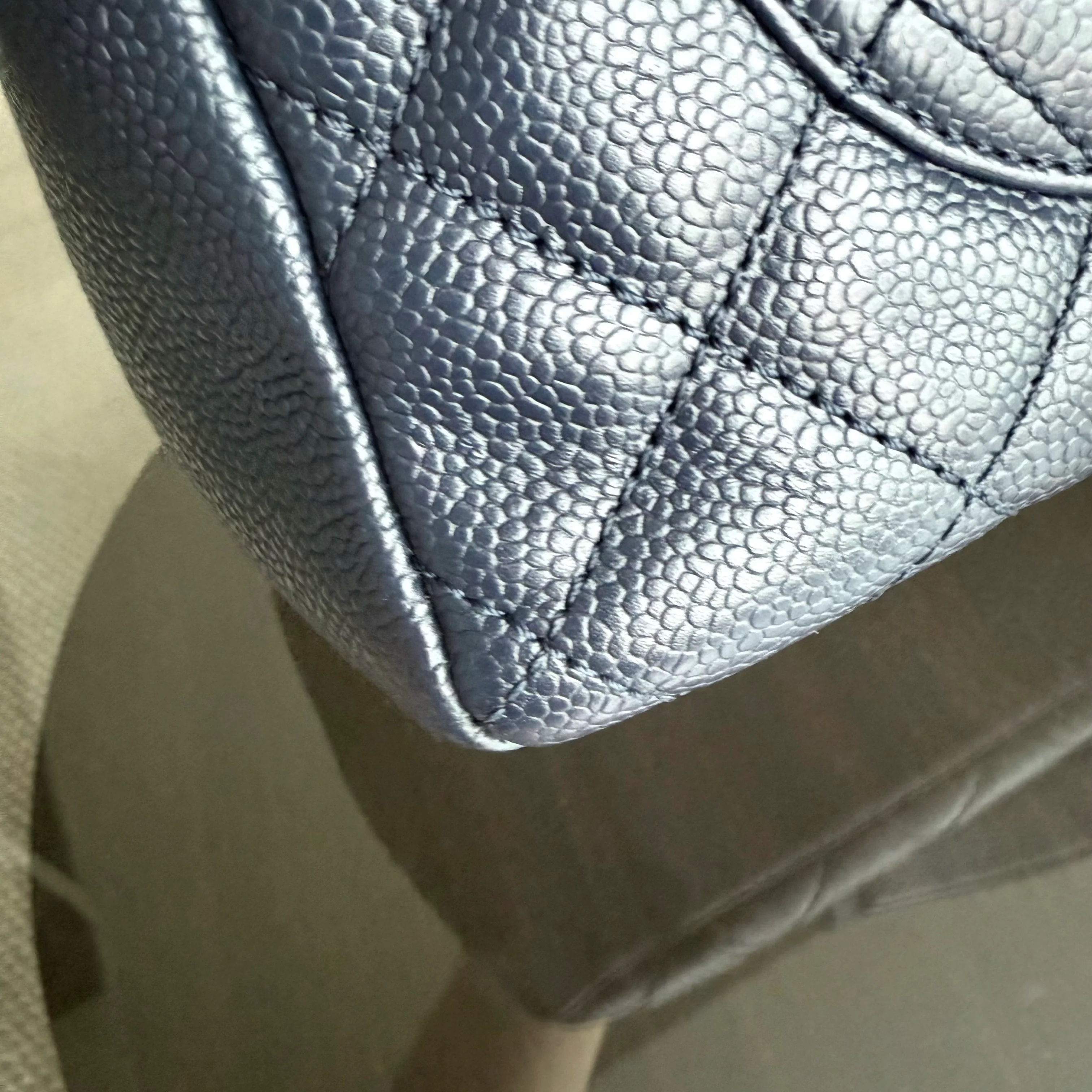 Chanel GST Grand Shopping Tote - Caviar Quilted Grained Calfskin Dark Navy Blue Gold Hardware Series 19