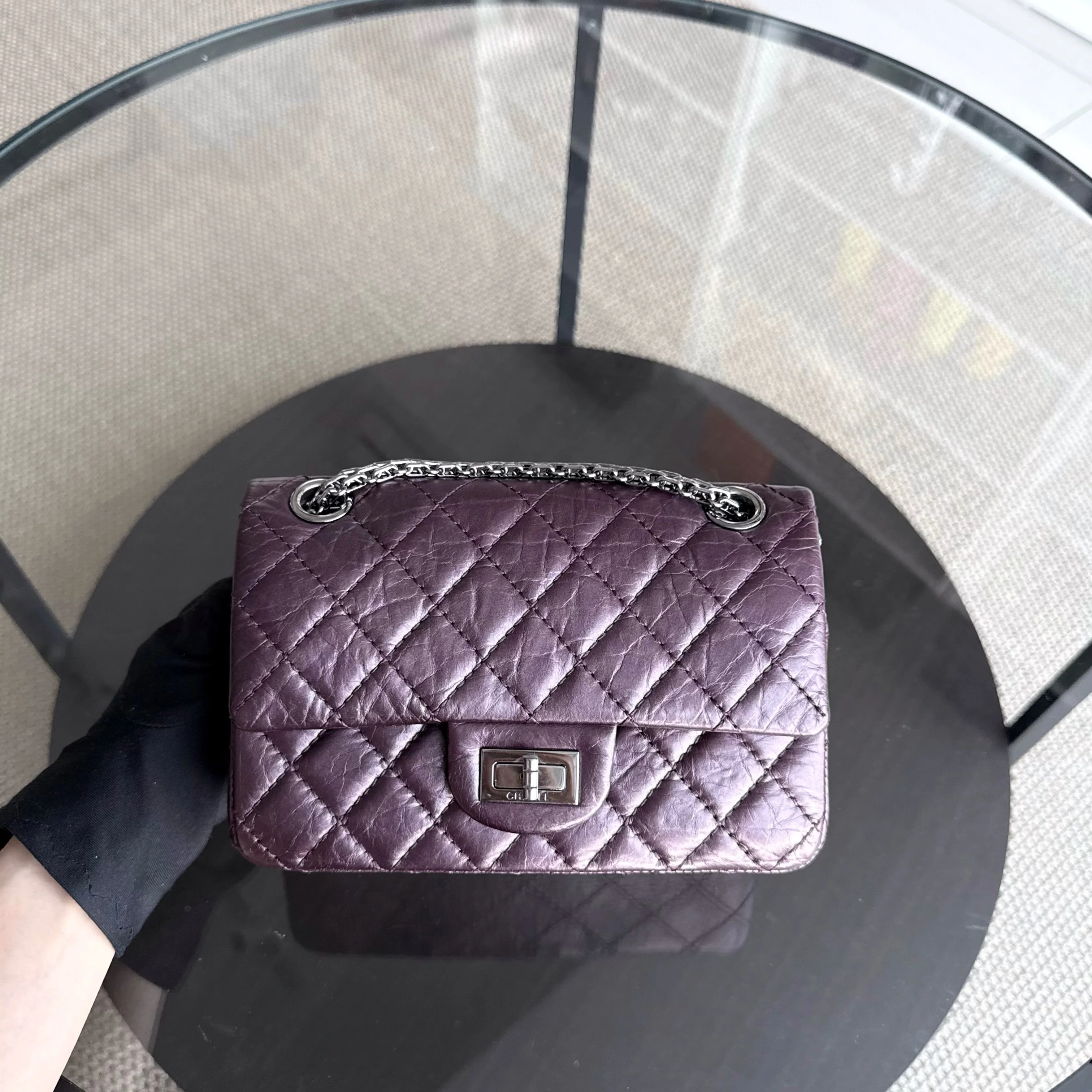 Chanel 2.55 Reissue Mini - 20CM Quilted Calfskin Purple Silver Hardware Series 16
