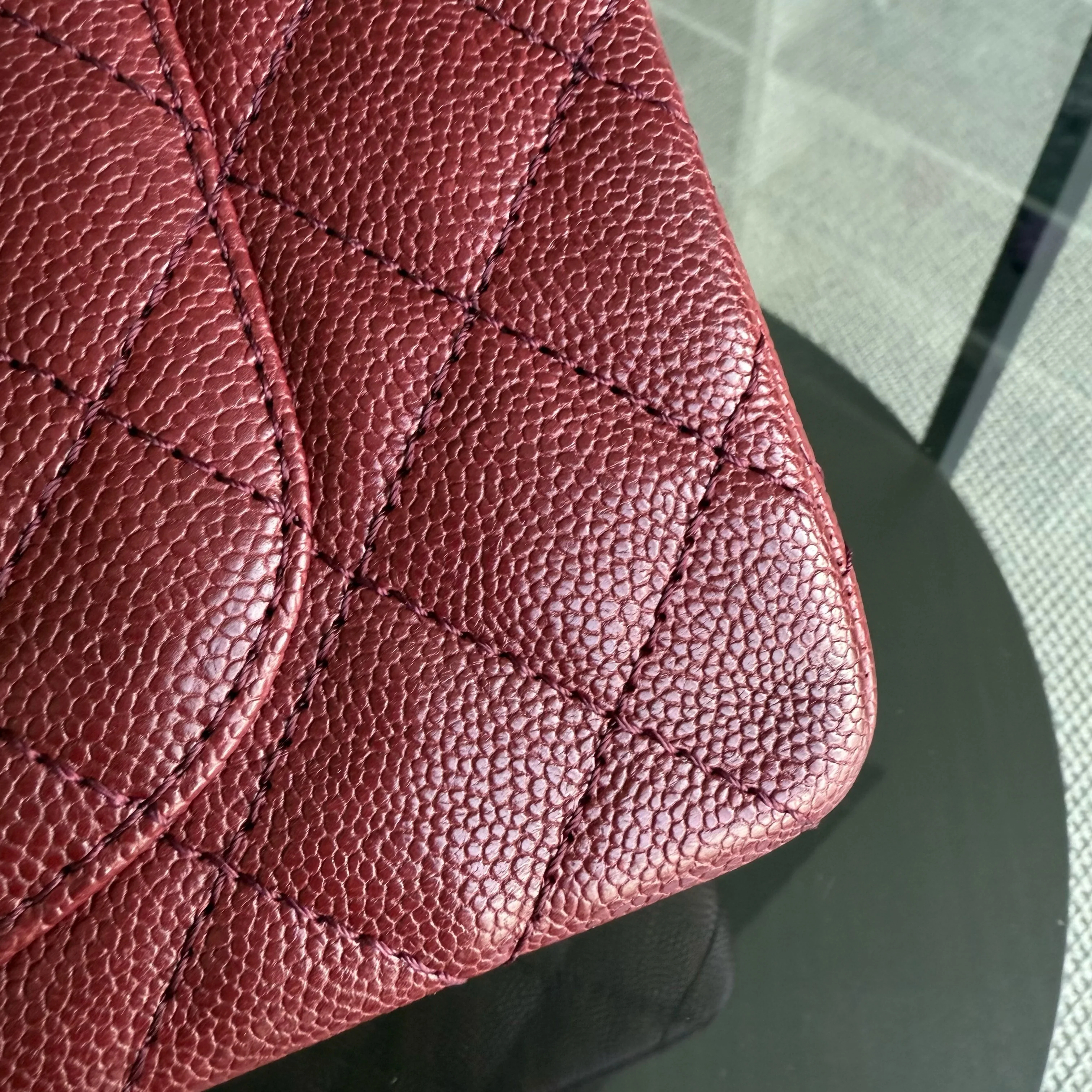 Chanel 2.55 Reissue 226 Medium - Caviar 28CM Quilted Dark Red Burgundy Ruthenium Silver Hardware Series 14