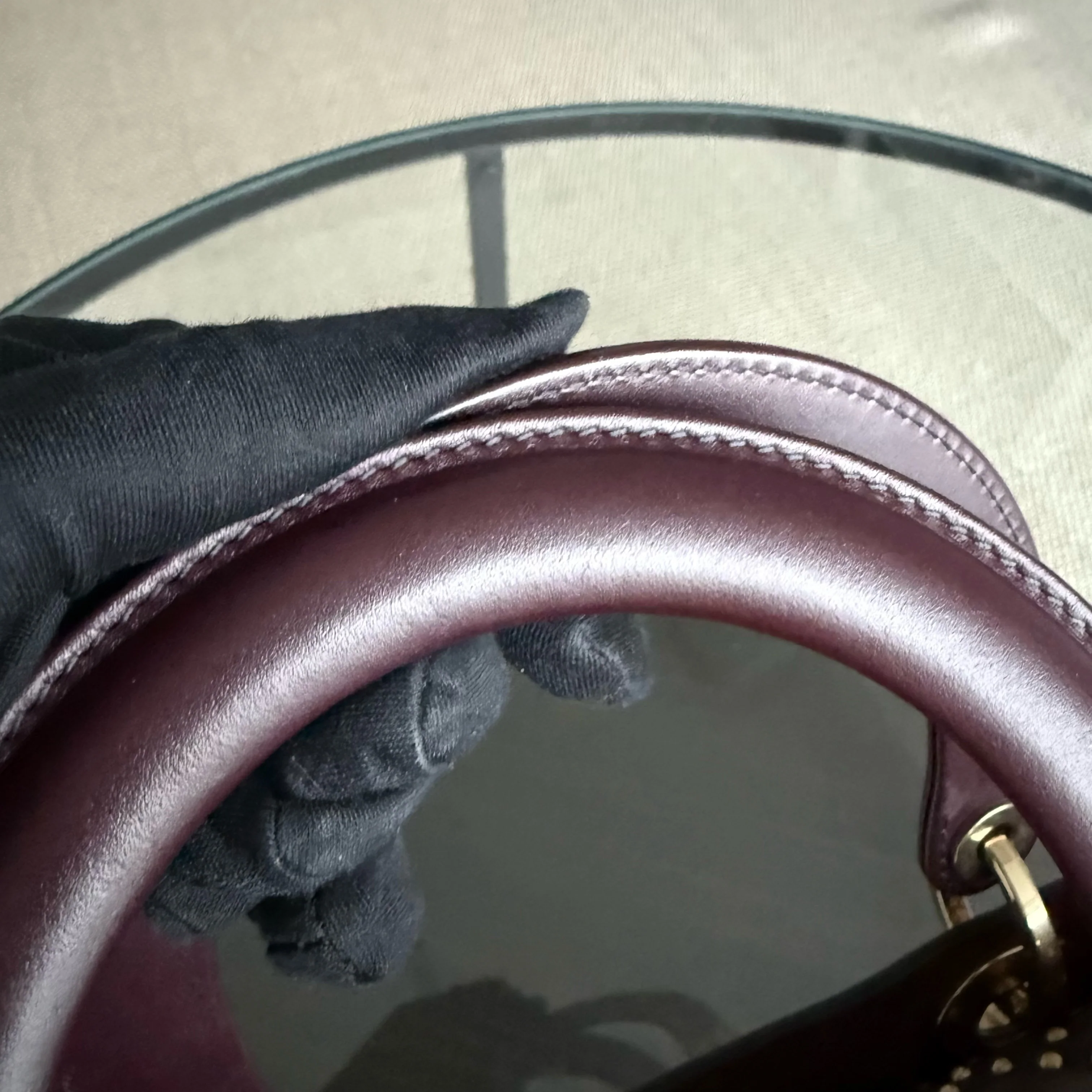 Dior Lady Medium Flap - Studded Cannage Calfskin Burgundy Red Gold Hardware