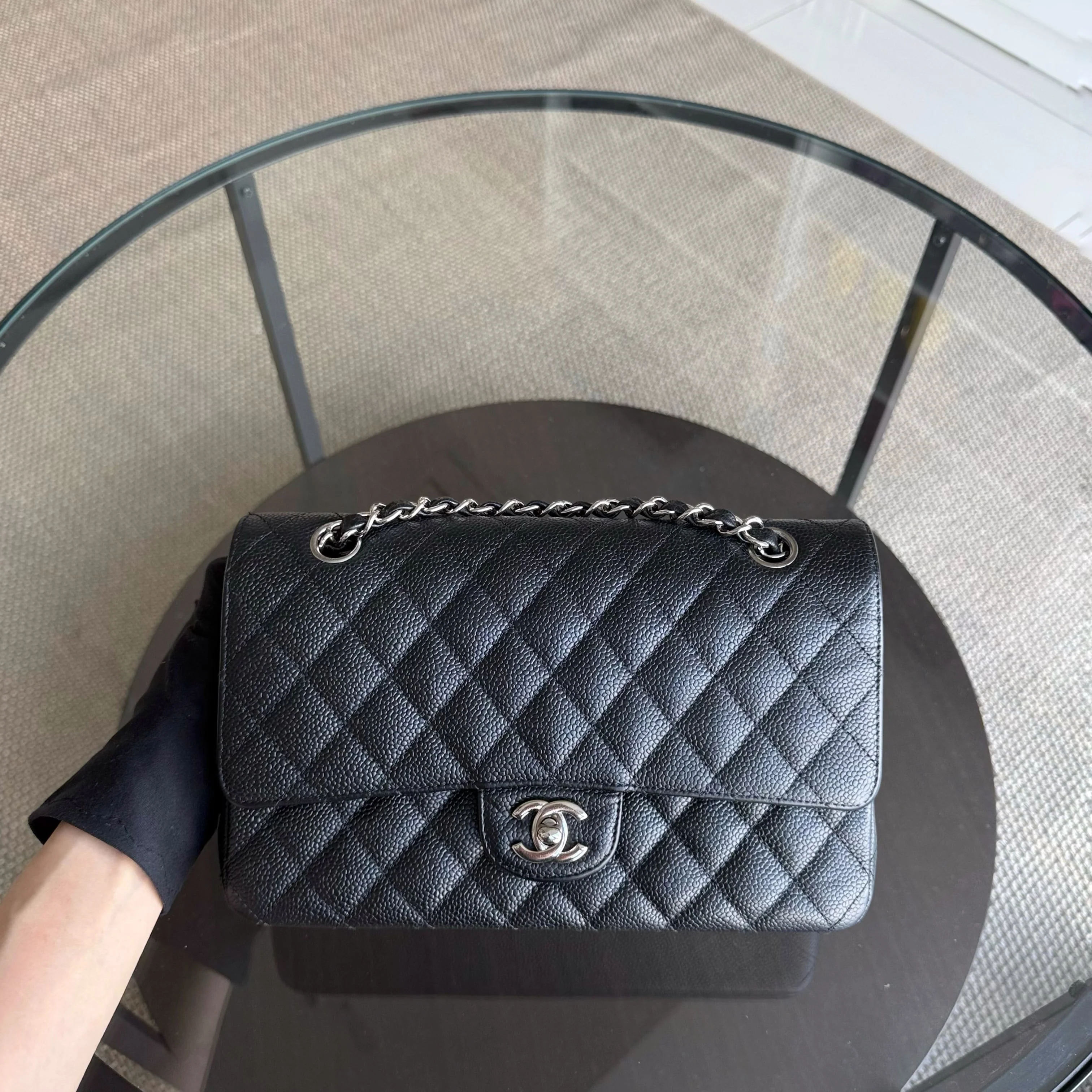 Chanel Classic Flap Medium - Caviar 25CM Quilted Black Silver Hardware Series 15