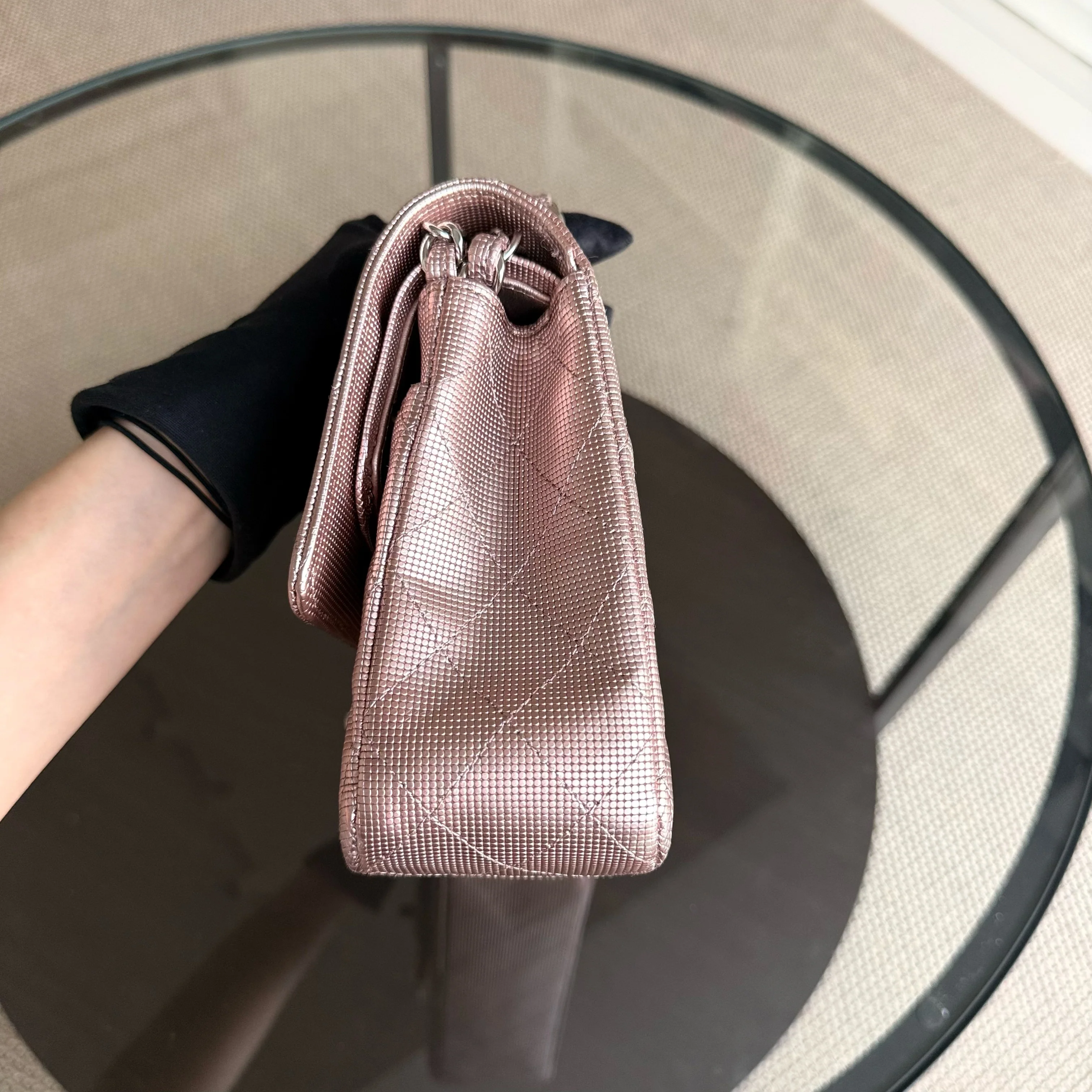 Chanel Classic Flap Medium - Pixelated Calfskin Metallic Pink Silver Hardware Series 21