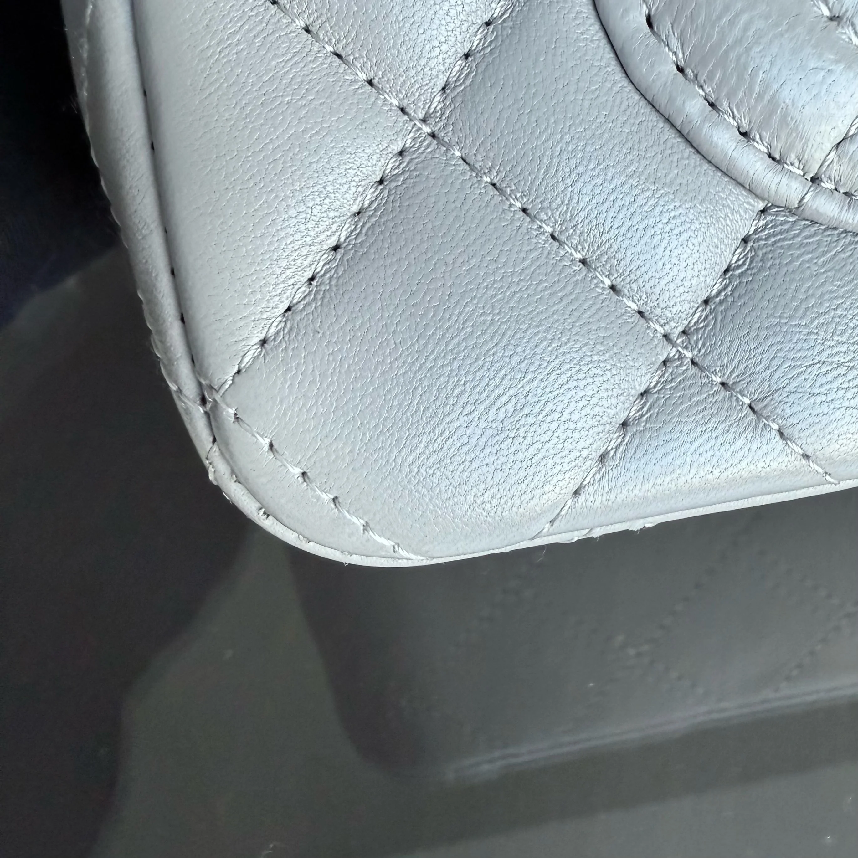 Chanel Lambskin Mini Rectangle Classic Flap - 20CM Quilted Gray Silver Hardware Microchip