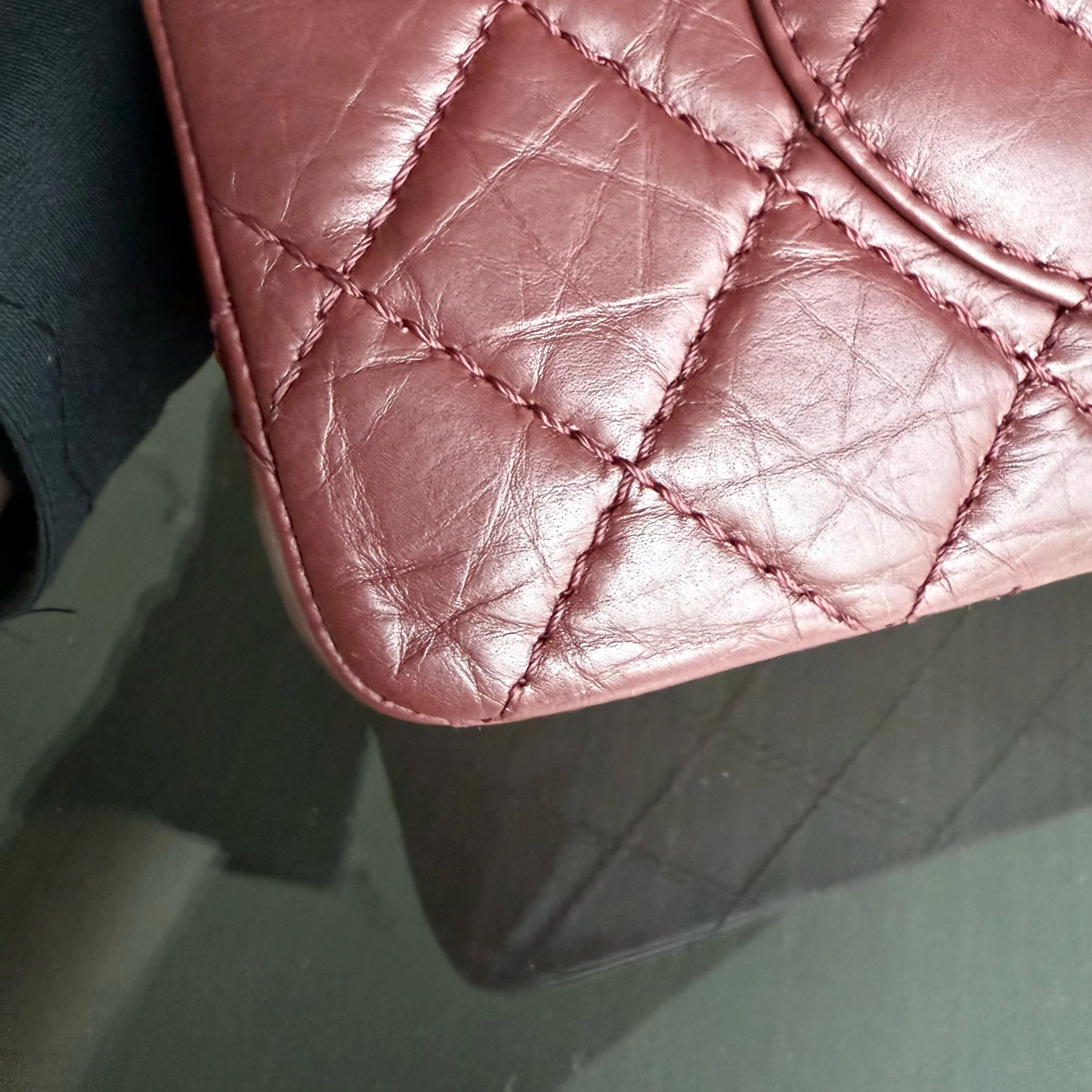 Chanel 2.55 Reissue 226 Medium - 28CM Quilted Aged Calfskin Burgundy Dark Red Ruthenium Silver Hardware Series 12