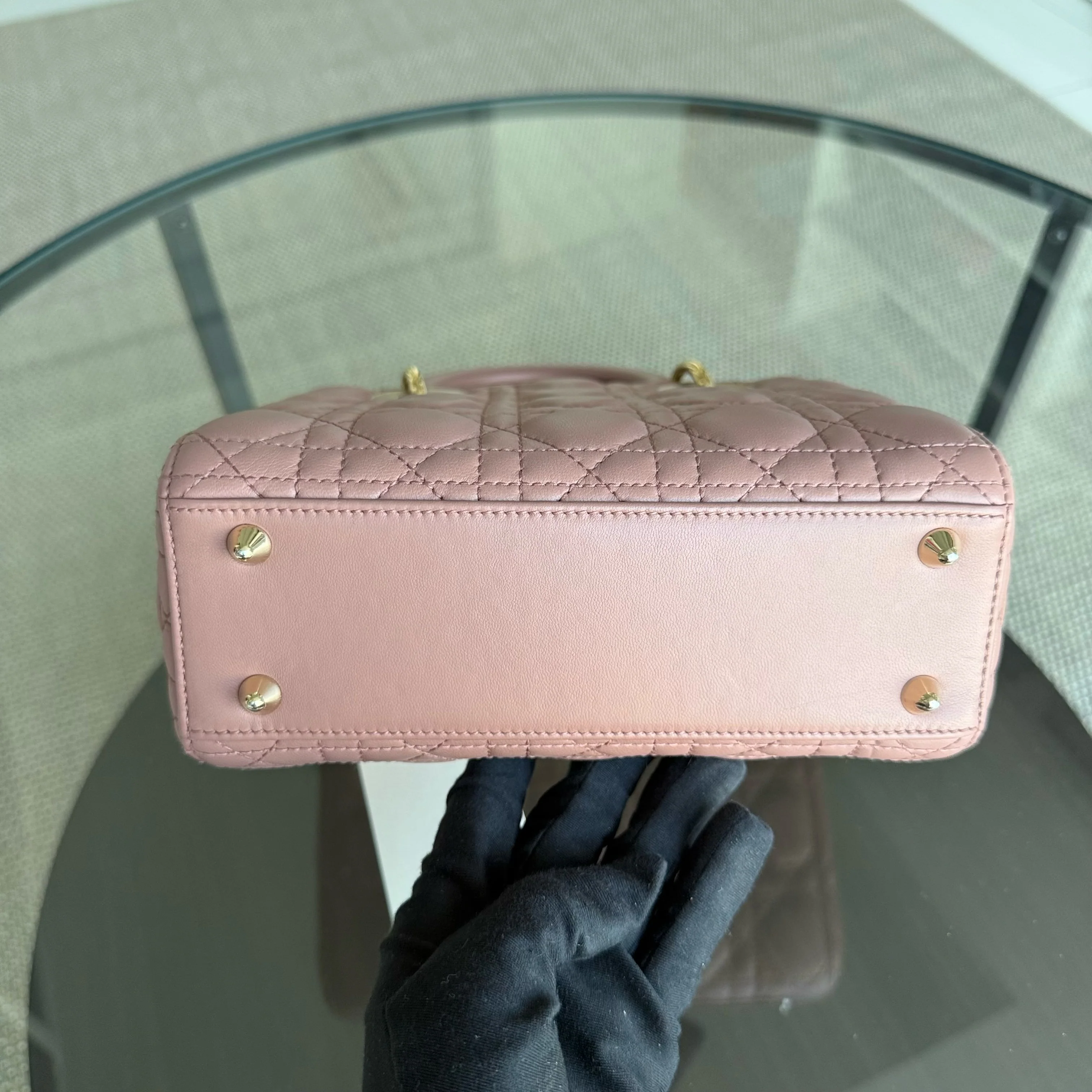 Dior Lady Small Flap - Cannage Lambskin Blush Pink Gold Hardware