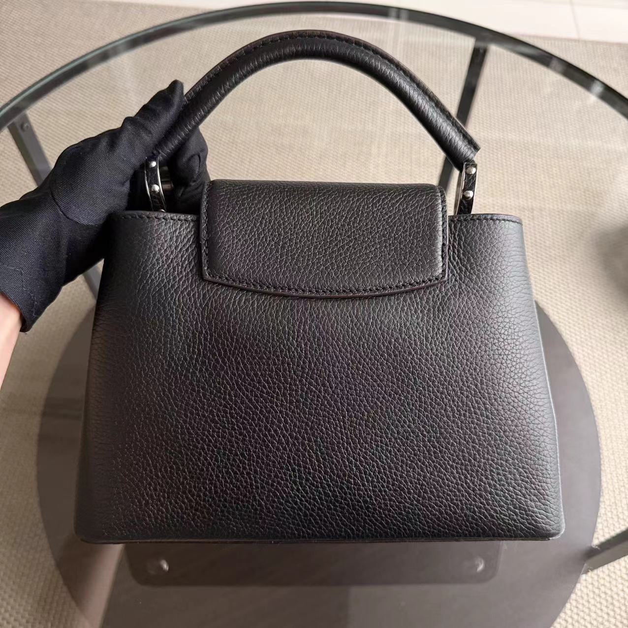 Louis Vuitton Capucines BB - Grained Calfskin Noir Black Silver Hardware