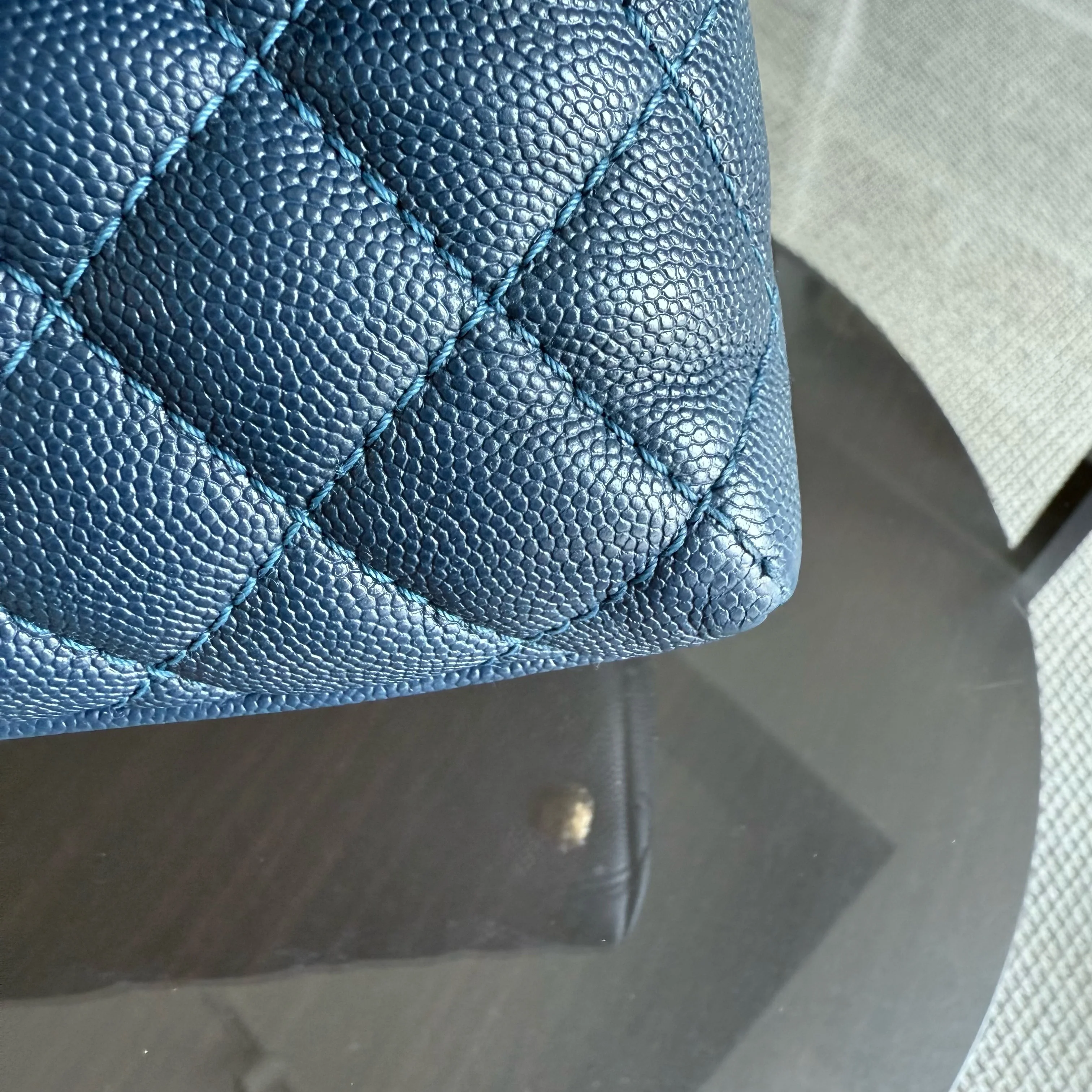 Chanel Coco Handle Medium - Caviar 29CM Quilted Dark Blue Gold Hardware Series 25