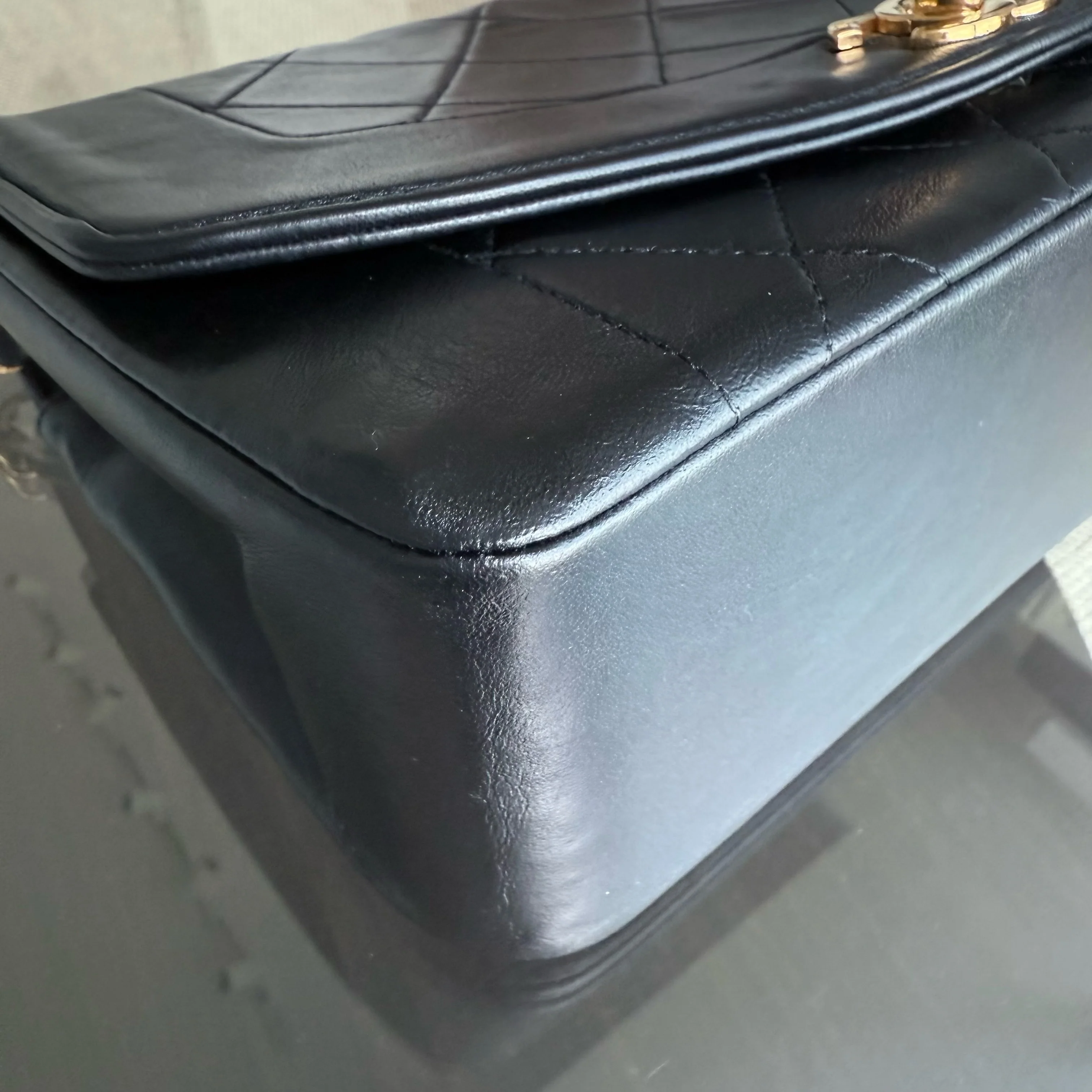 Chanel Diana Vintage - Quilted Lambskin Black Gold Hardware Series 2