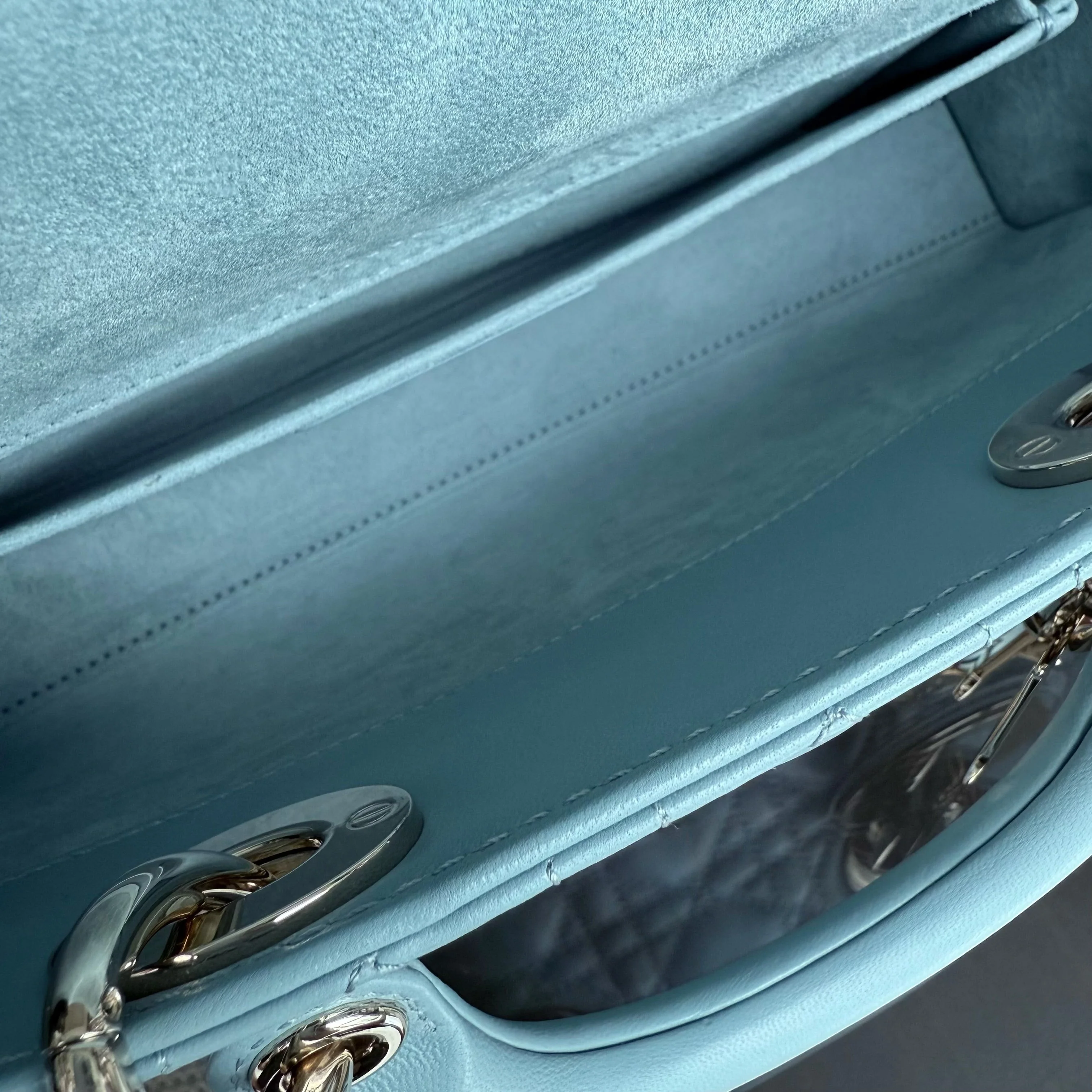 Dior D-Joy Medium - Cannage Lambskin Light Blue Baby Blue Gold Hardware