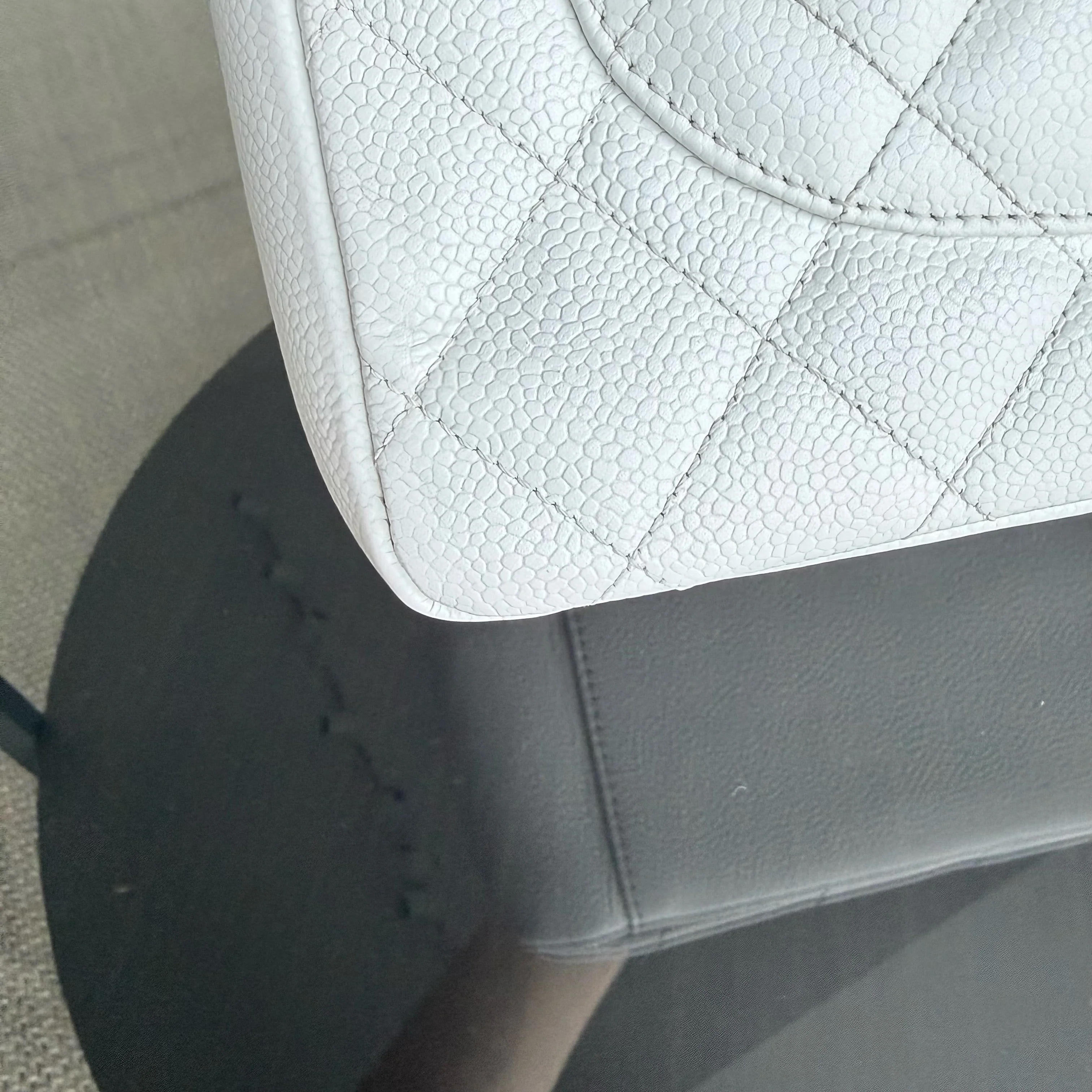 Chanel GST Grand Shopping Tote - Caviar Quilted White Silver Hardware