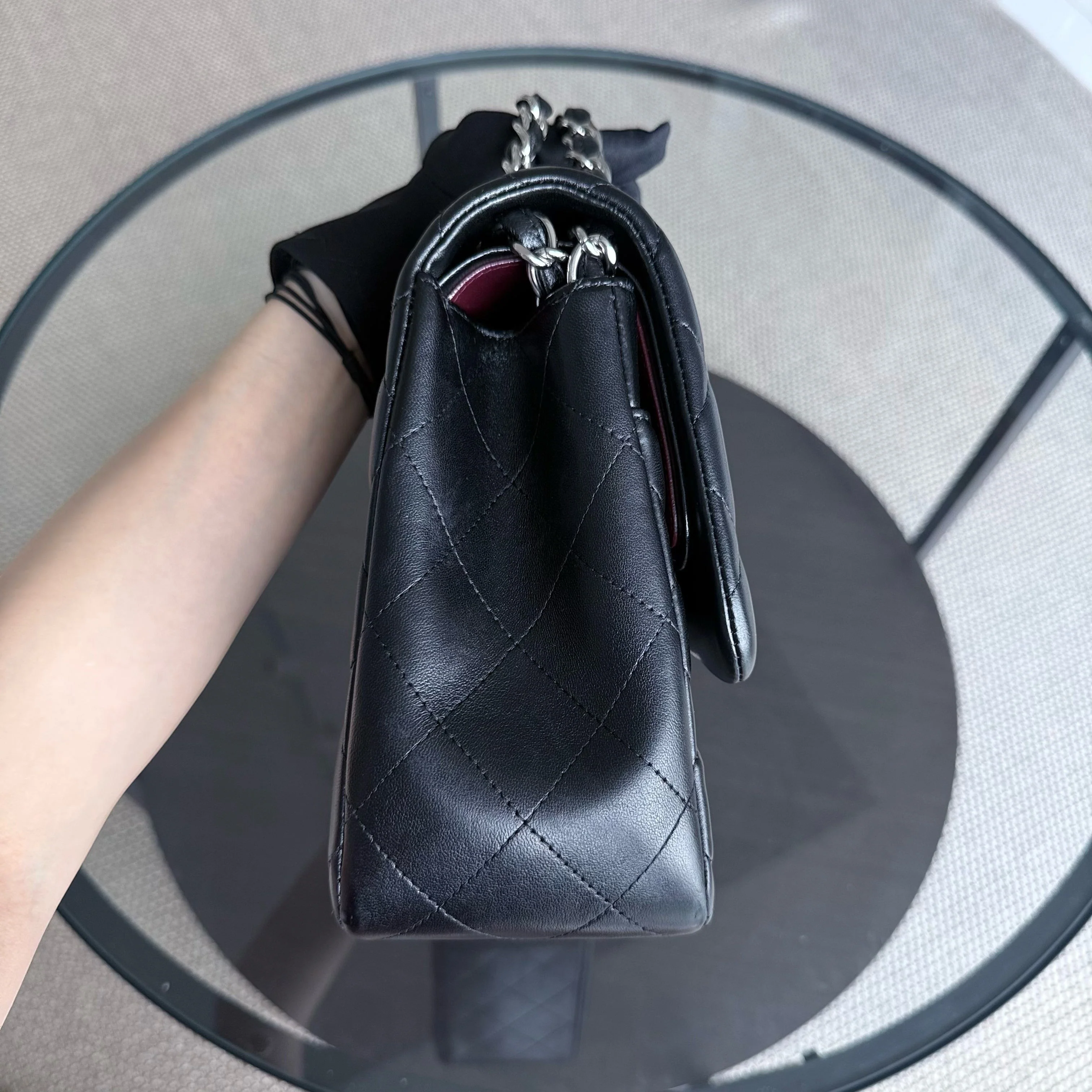 Chanel Classic Flap Jumbo - Double Flap 30CM Quilted Lambskin Black Silver Hardware