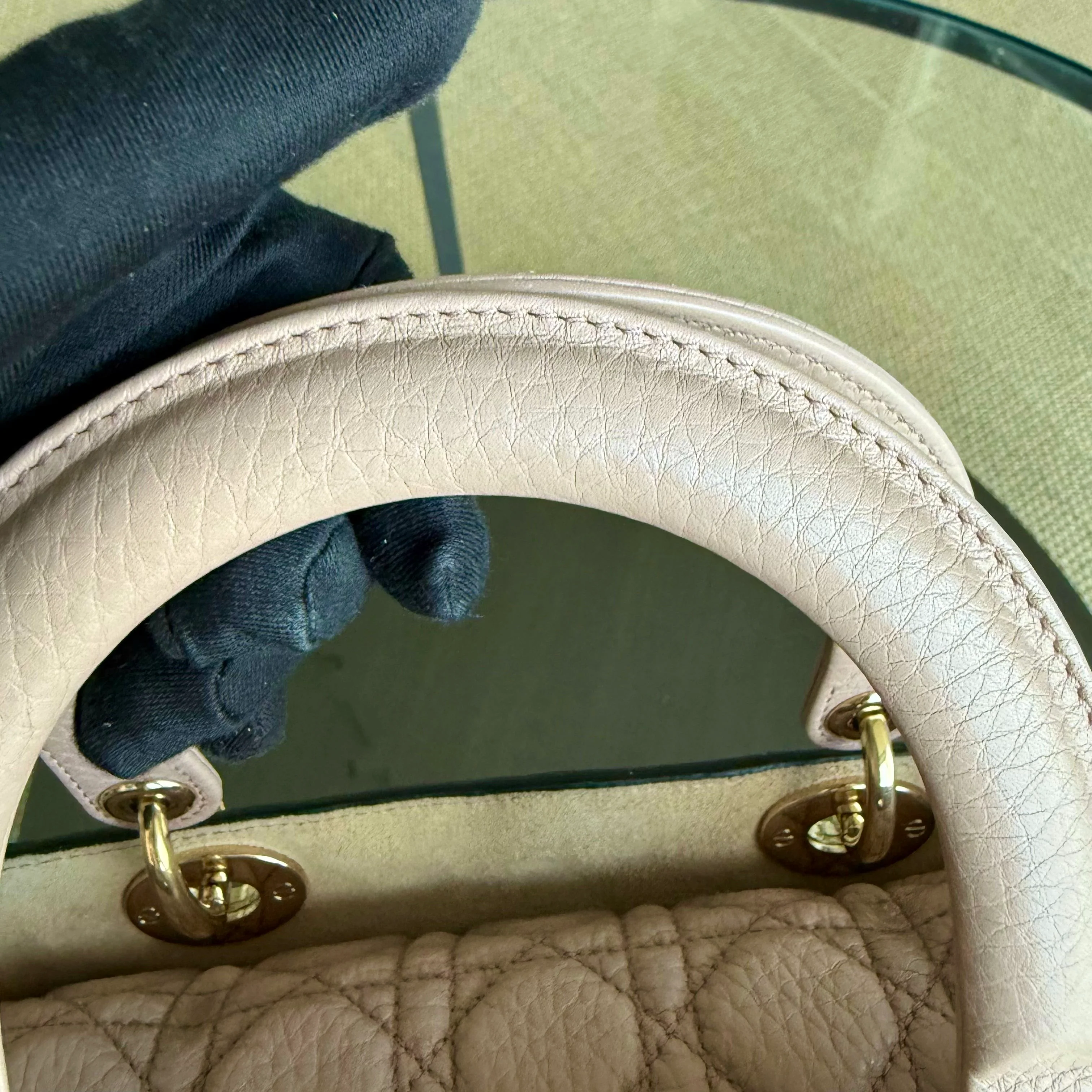 Dior Lady Medium Flap - Cannage Grained Calfskin Blush Nude Pink Gold Hardware