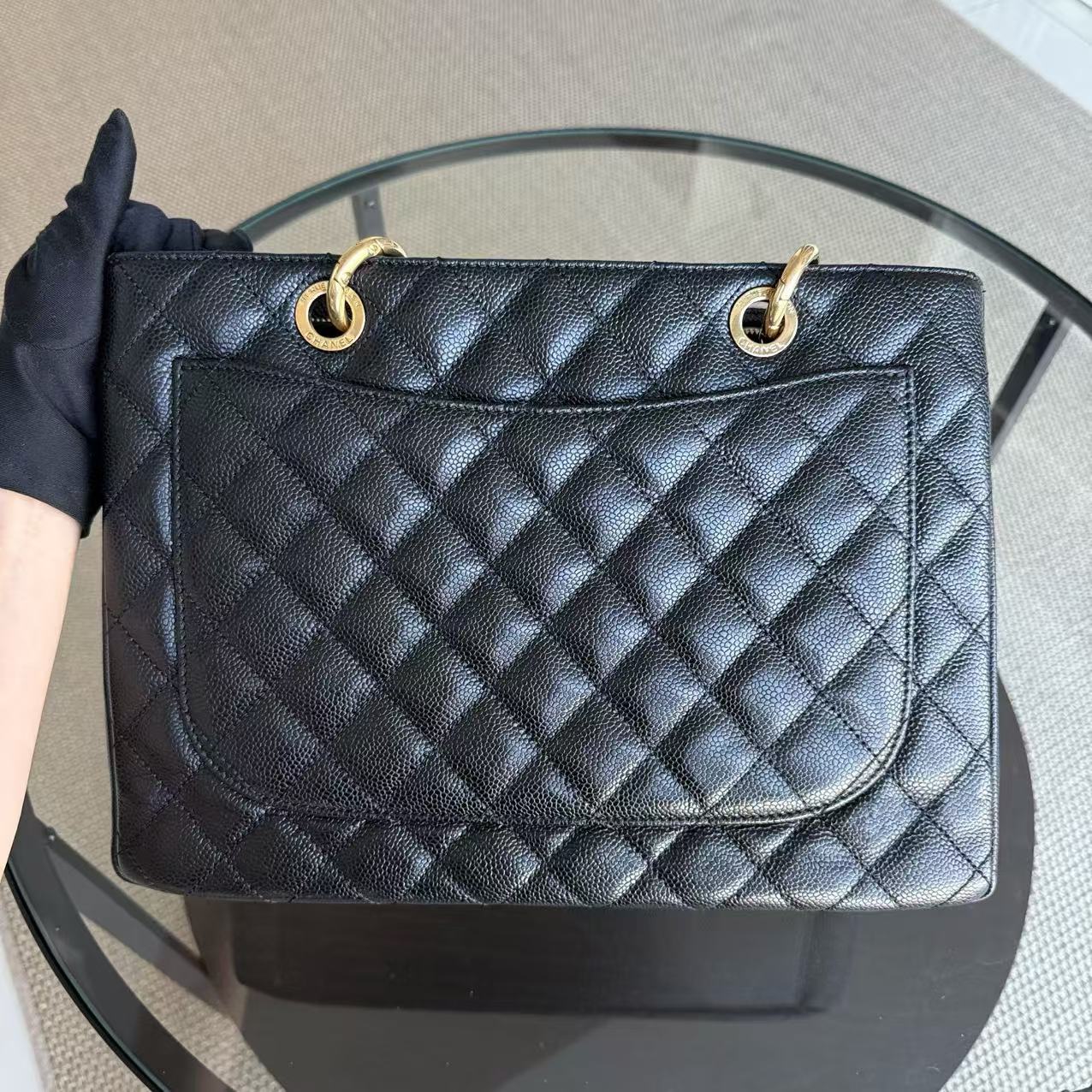 Chanel GST Grand Shopping Tote - Caviar Quilted Black Gold Hardware