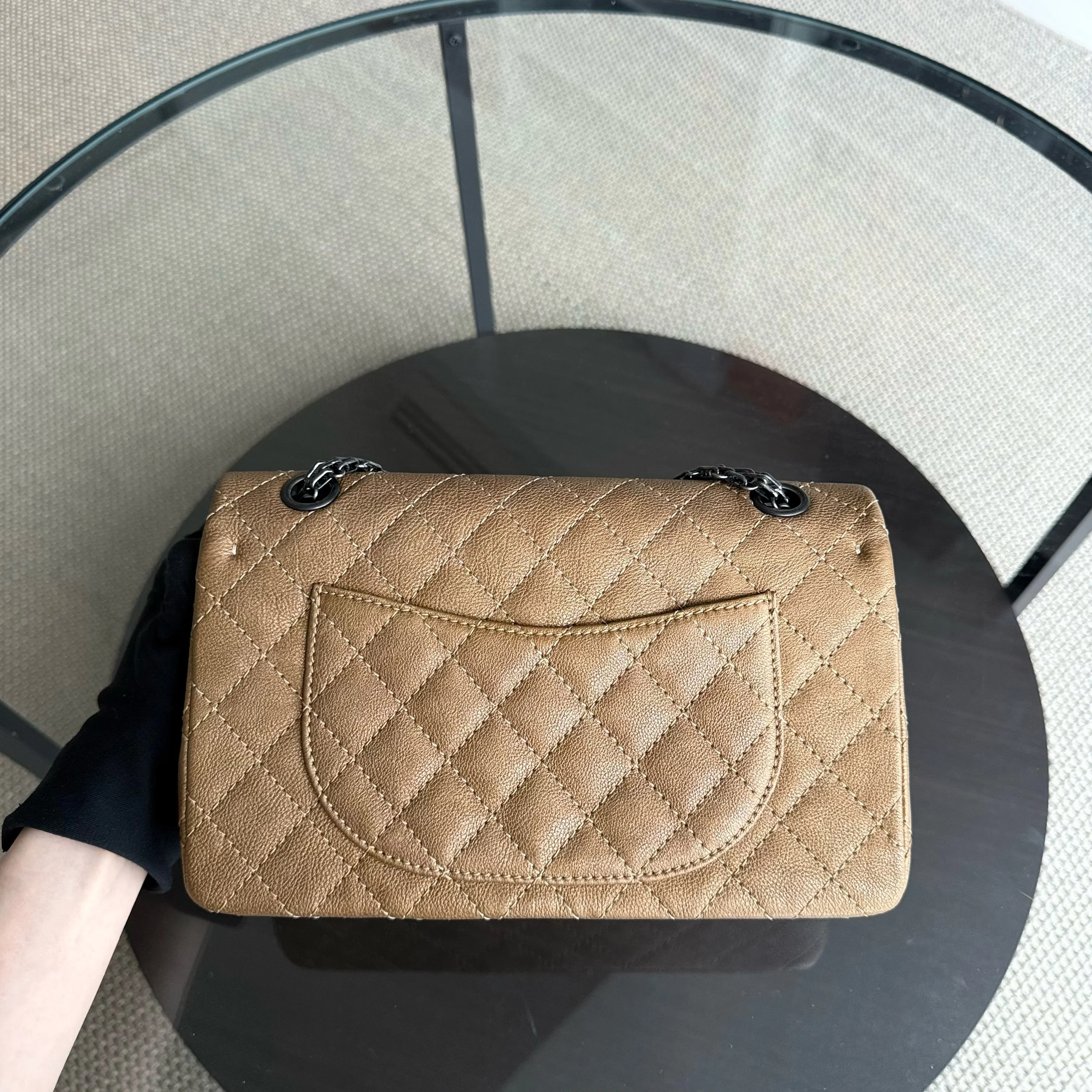 Chanel 2.55 Reissue 225 - Caviar 24CM Quilted Grained Calfskin Brown Ruthenium Silver Hardware Series 17