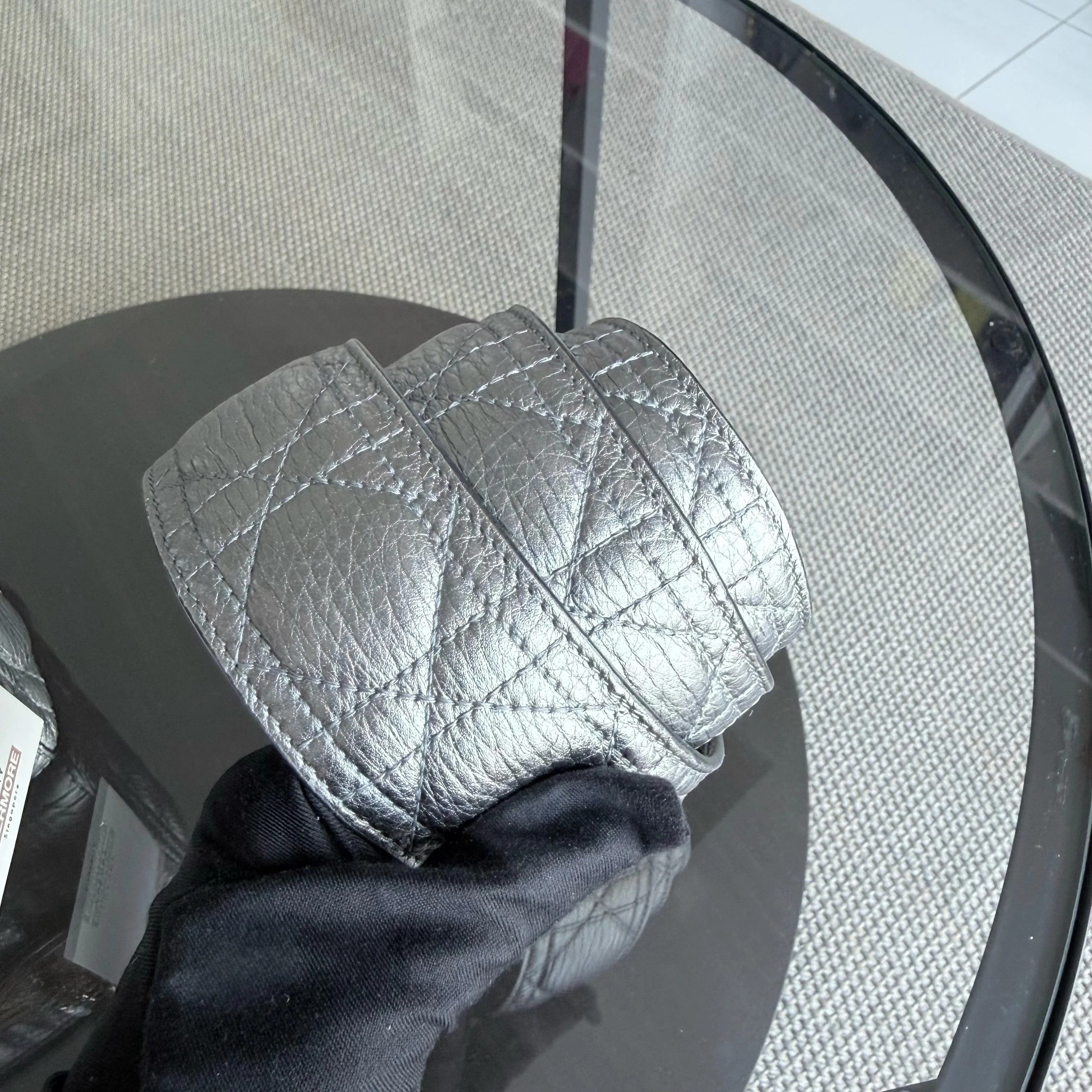 Dior Lady Small - Cannage Gray Calfskin Gold Hardware