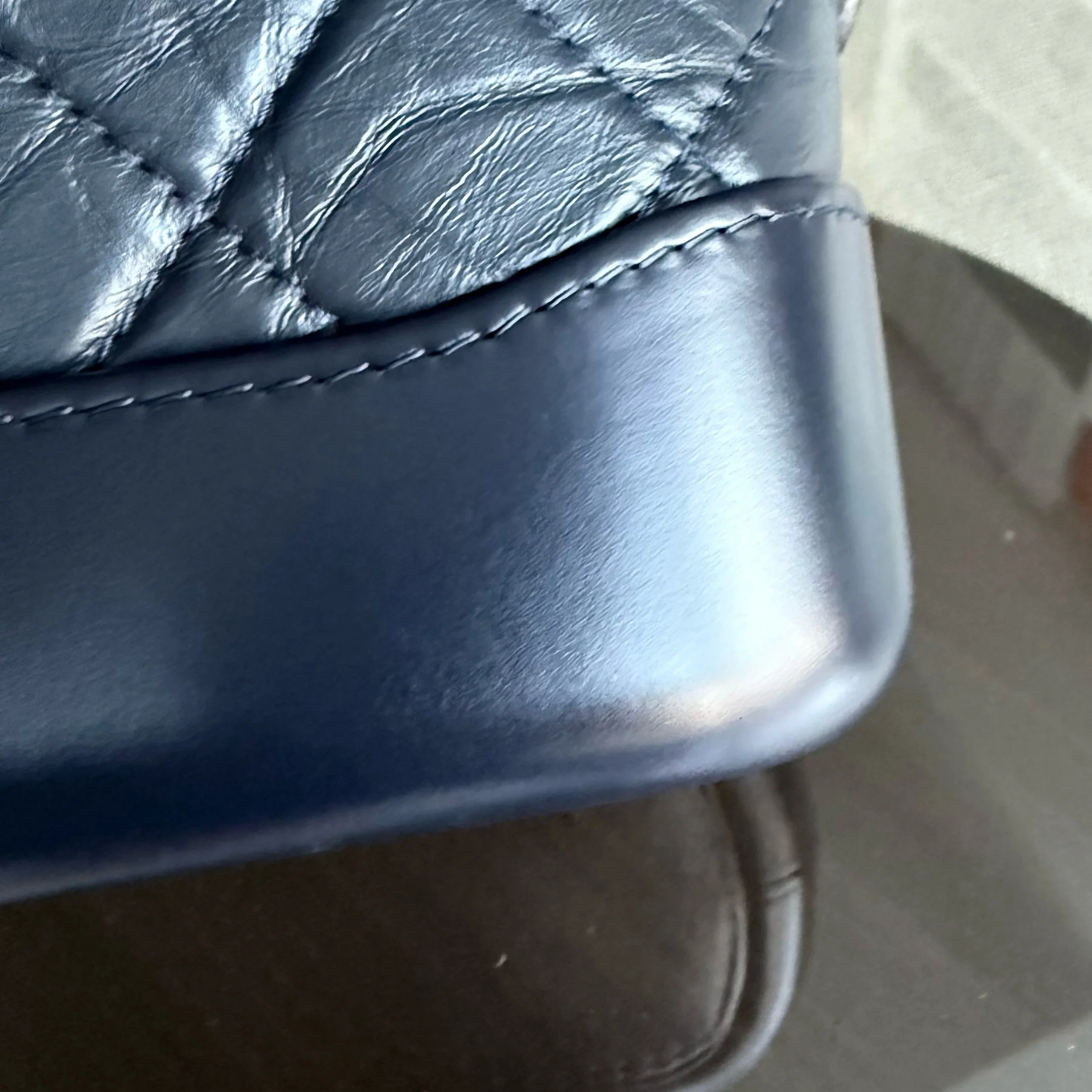 Chanel Gabrielle Small - Quilted Calfskin Dark Navy Blue Two-tone Gold Hardware Series 26