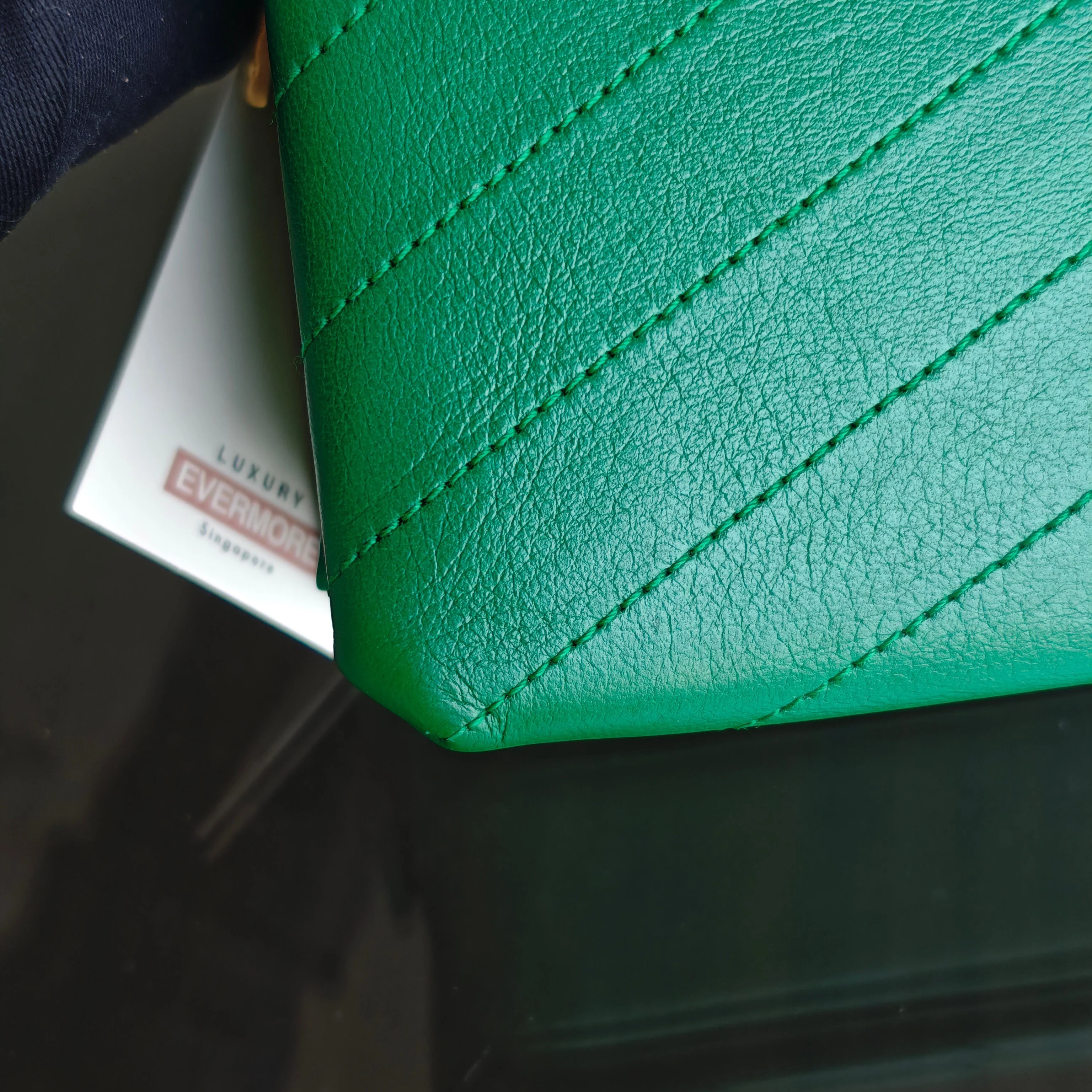 Chanel Coco Chevron Bag - Calfskin Green Gold Hardware Series 25