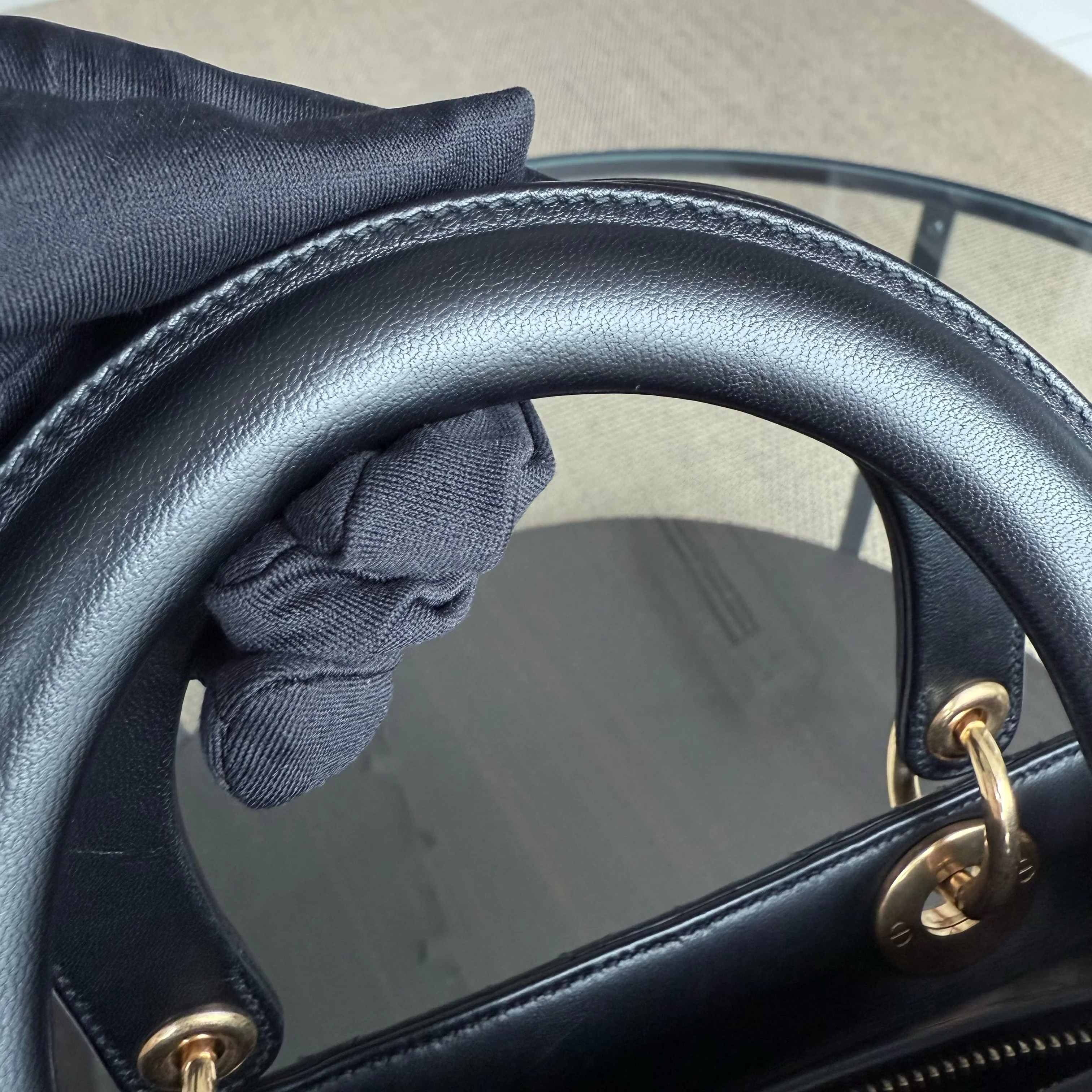 Dior Lady Medium - Cannage Lambskin Black Gold Hardware NO STRAP