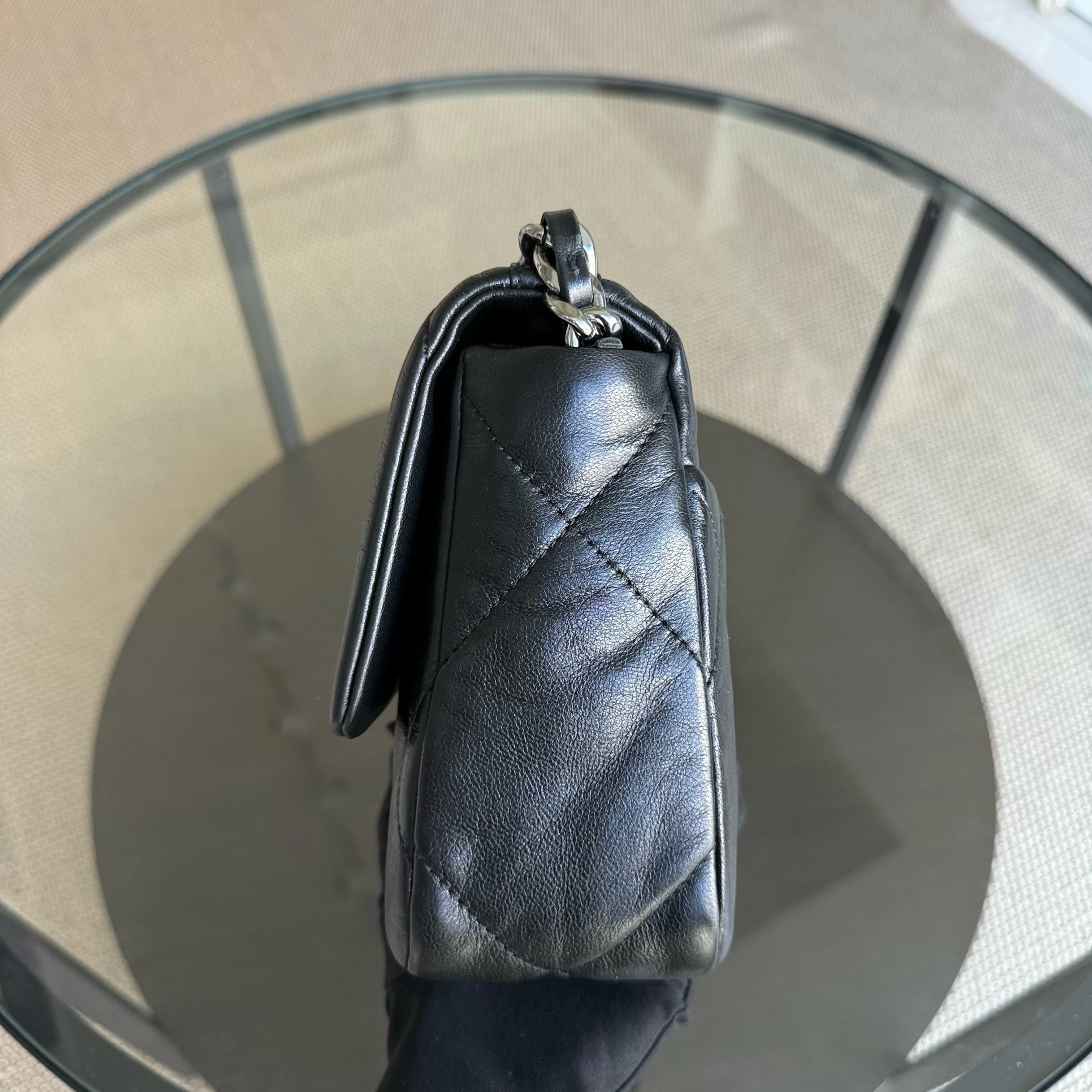 Chanel 19 Bag Small C19 - Quilted Goatskin Black Gold Two-tone Hardware Series 30