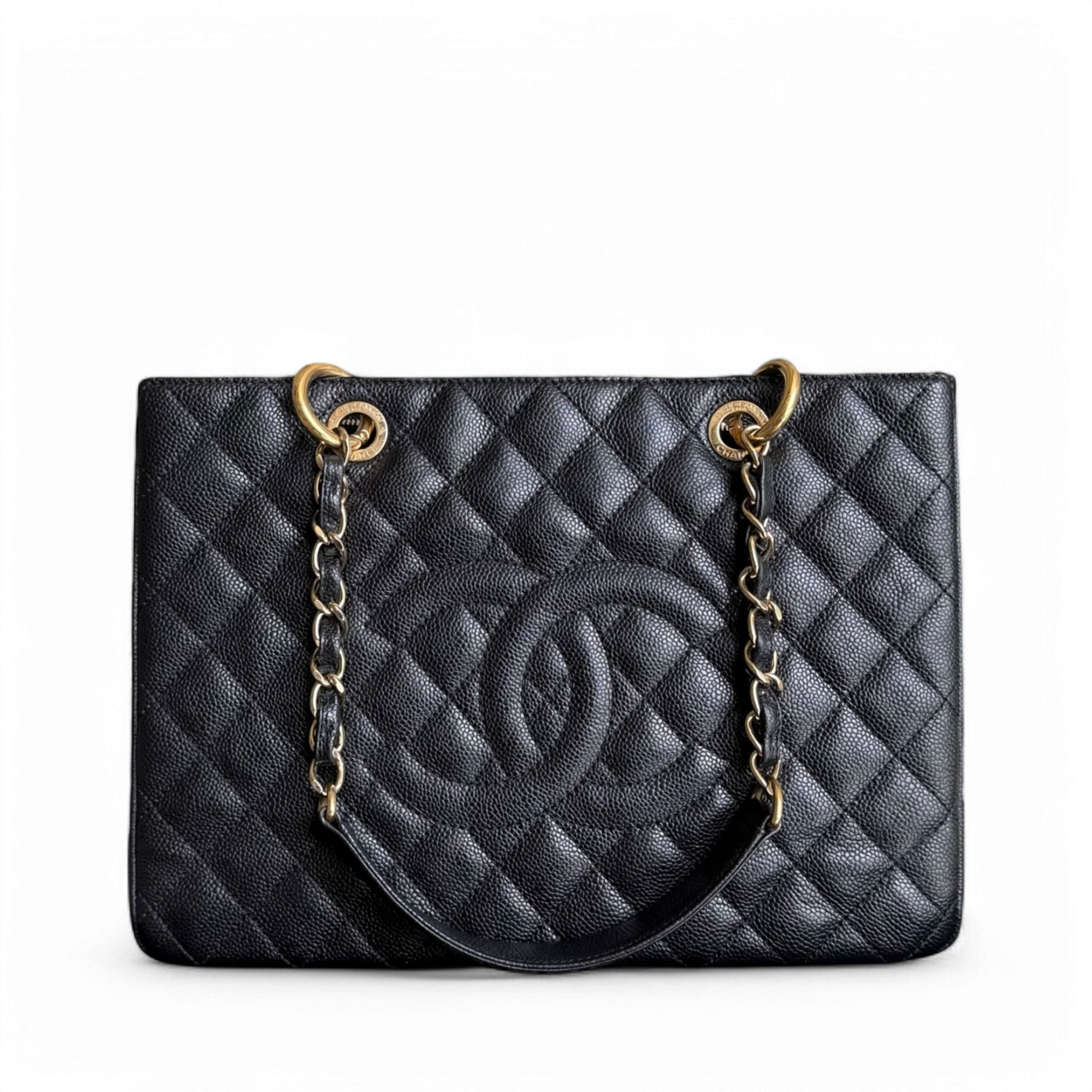 Chanel GST Grand Shopping Tote - Caviar Quilted Black Gold Hardware Series 14