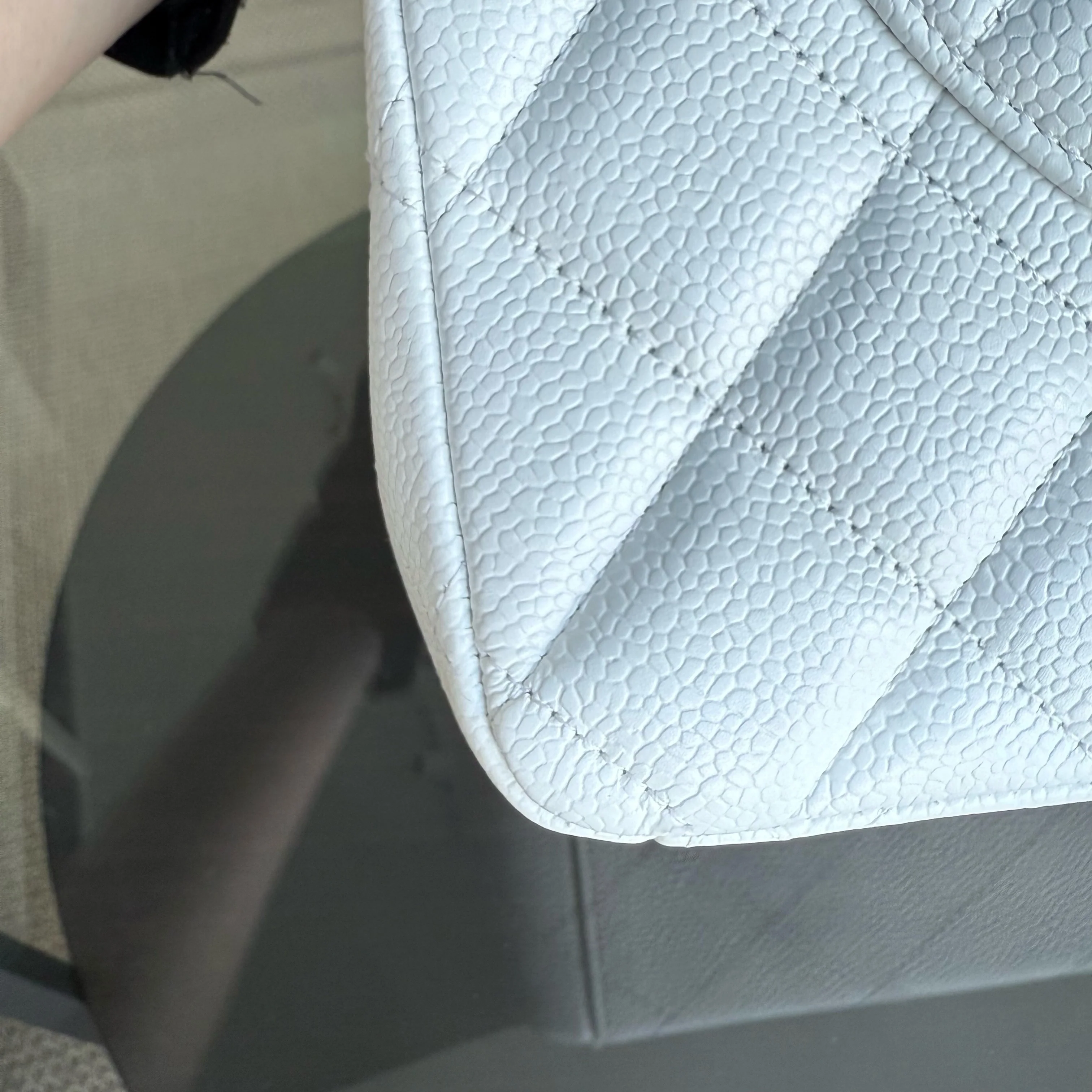 Chanel Classic Flap Maxi - Caviar Double Flap 33CM Quilted White Silver Hardware Series 14