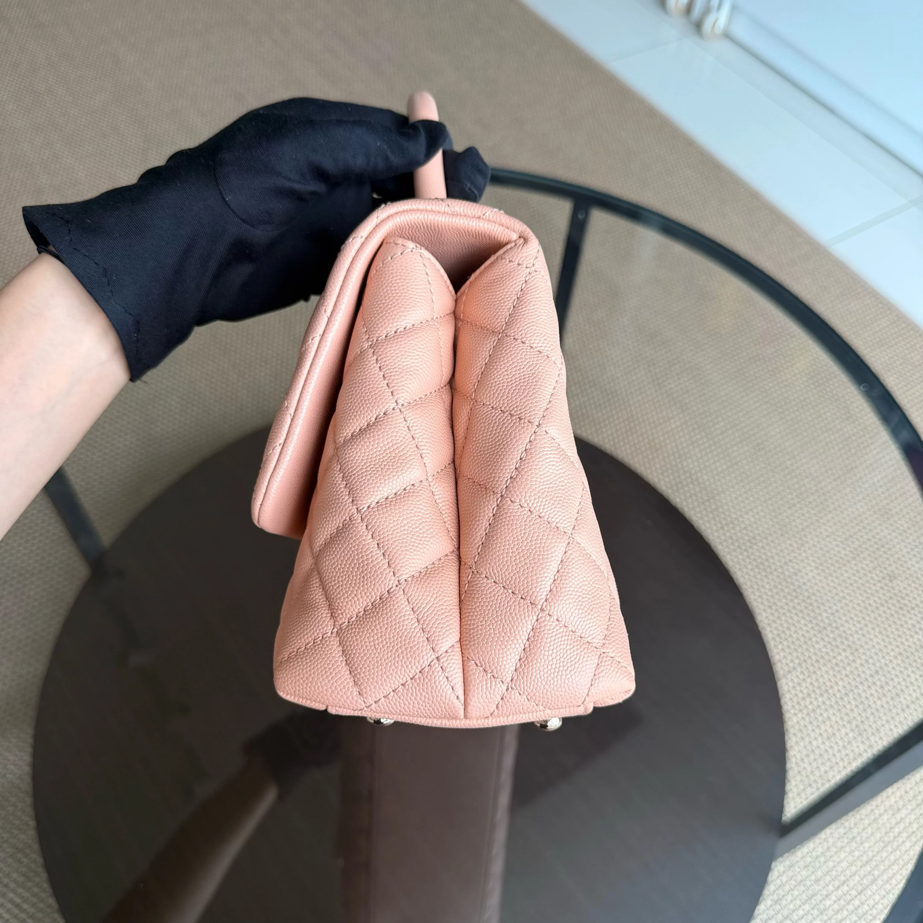 Chanel Coco Handle Medium - Caviar Quilted Grained Calfskin Beige Gold Hardware Series 31