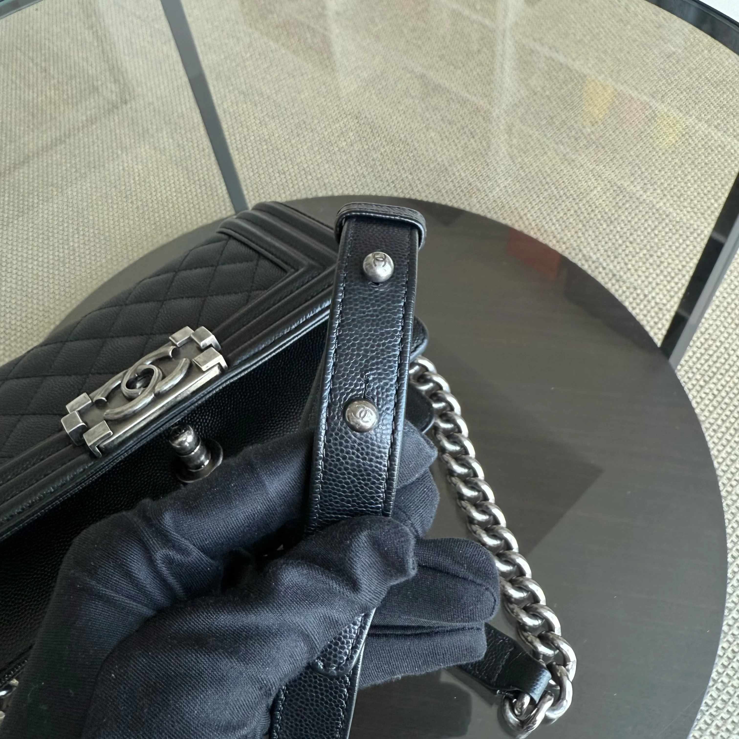 Chanel Boy Small - Caviar Quilted Grained Calfskin Black Ruthenium Silver Hardware