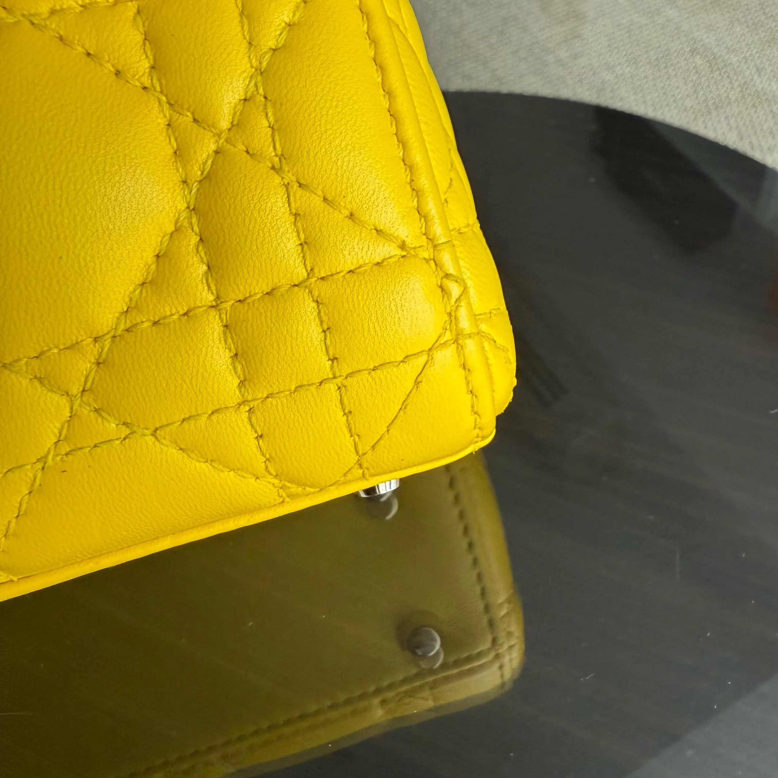 Dior Lady Mini - Cannage Lambskin Yellow Gold Hardware Adjustable Strap