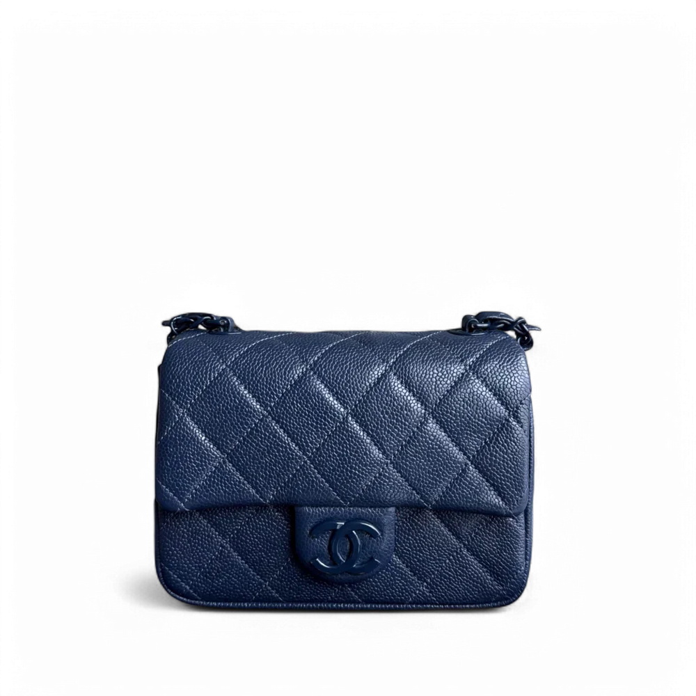 Chanel CC Flap Mini Square - Caviar Quilted All Blue Hardware Series 29
