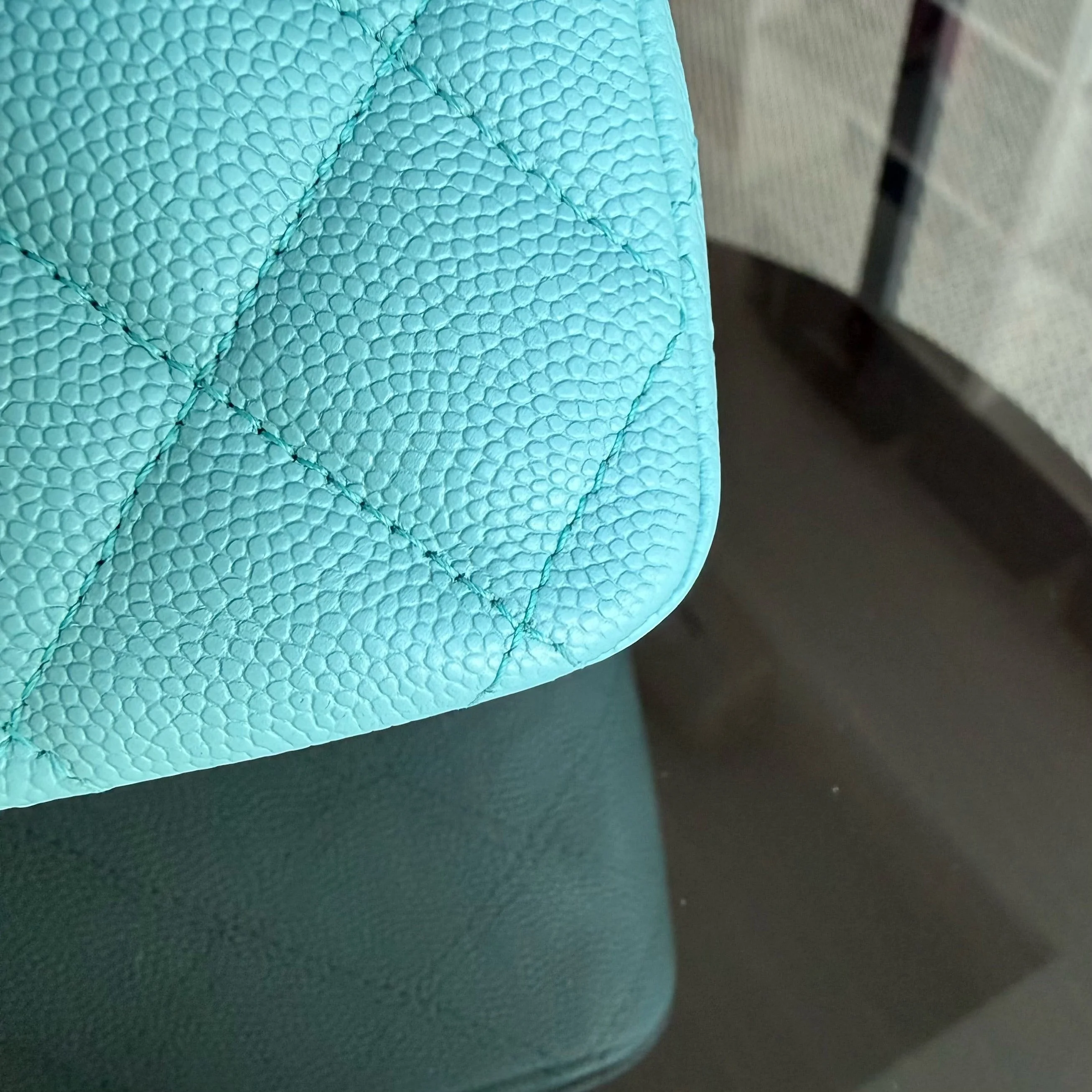 Chanel Classic Flap Medium - Caviar 25CM Quilted Tiffany Light Blue Gold Hardware