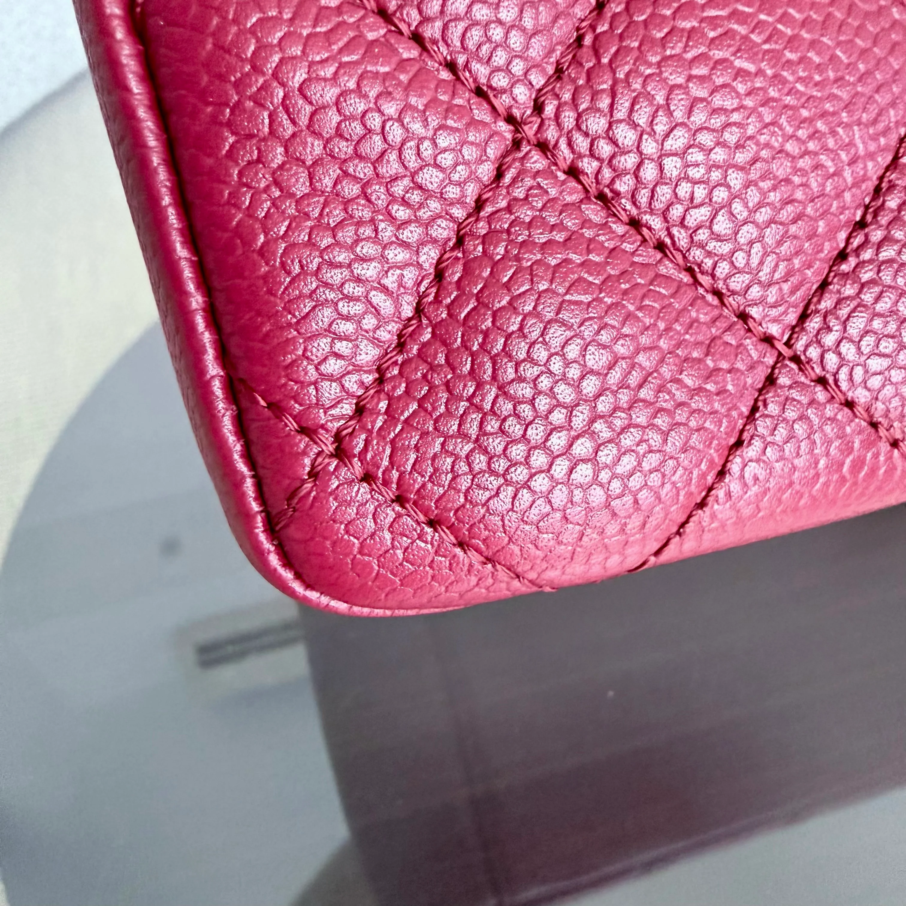 Chanel GST Grand Shopping Tote - Caviar Quilted Dark Red Silver Hardware
