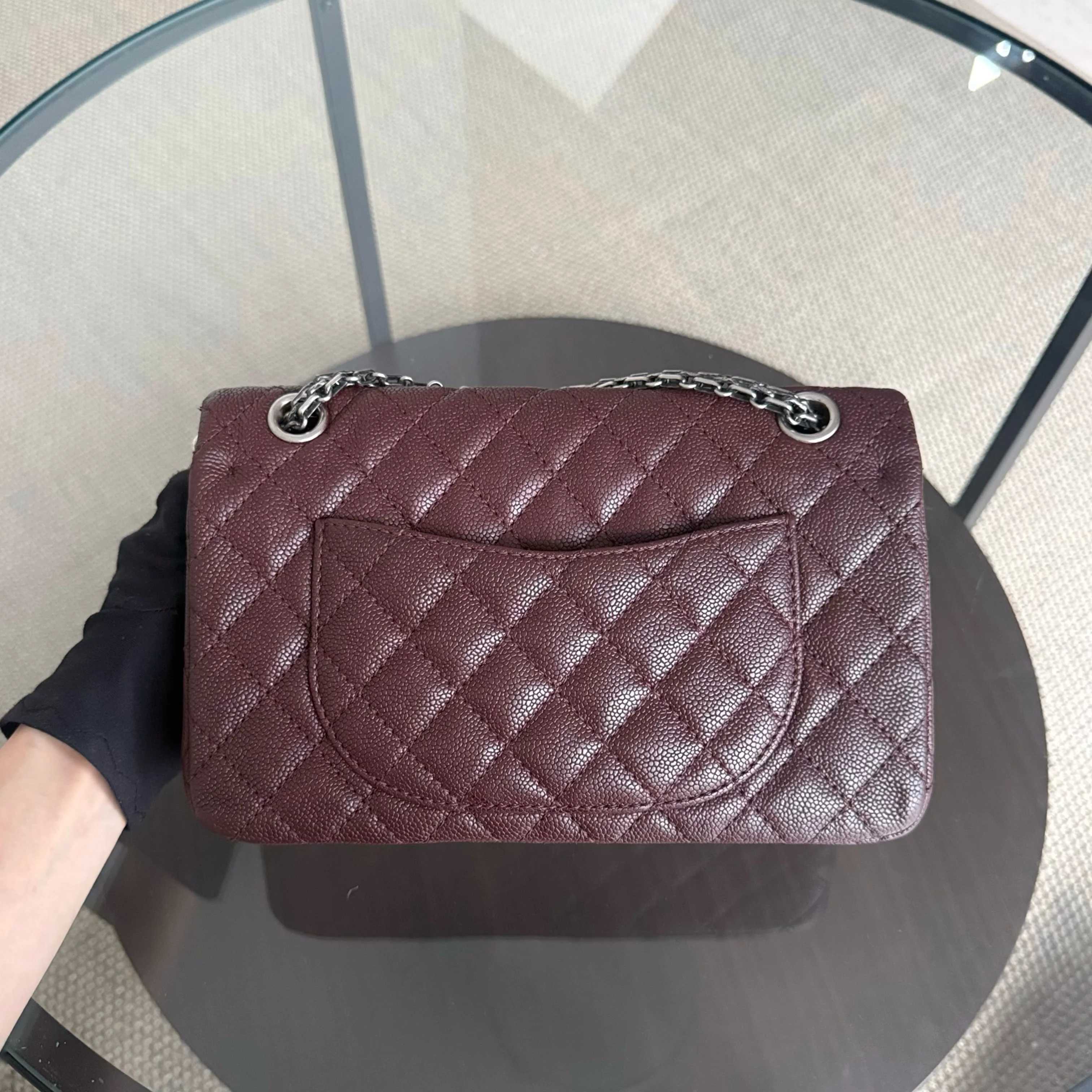 Chanel 2.55 Reissue 225 - 24CM Quilted Caviar Burgundy Brown Ruthenium Silver Hardware Series 16