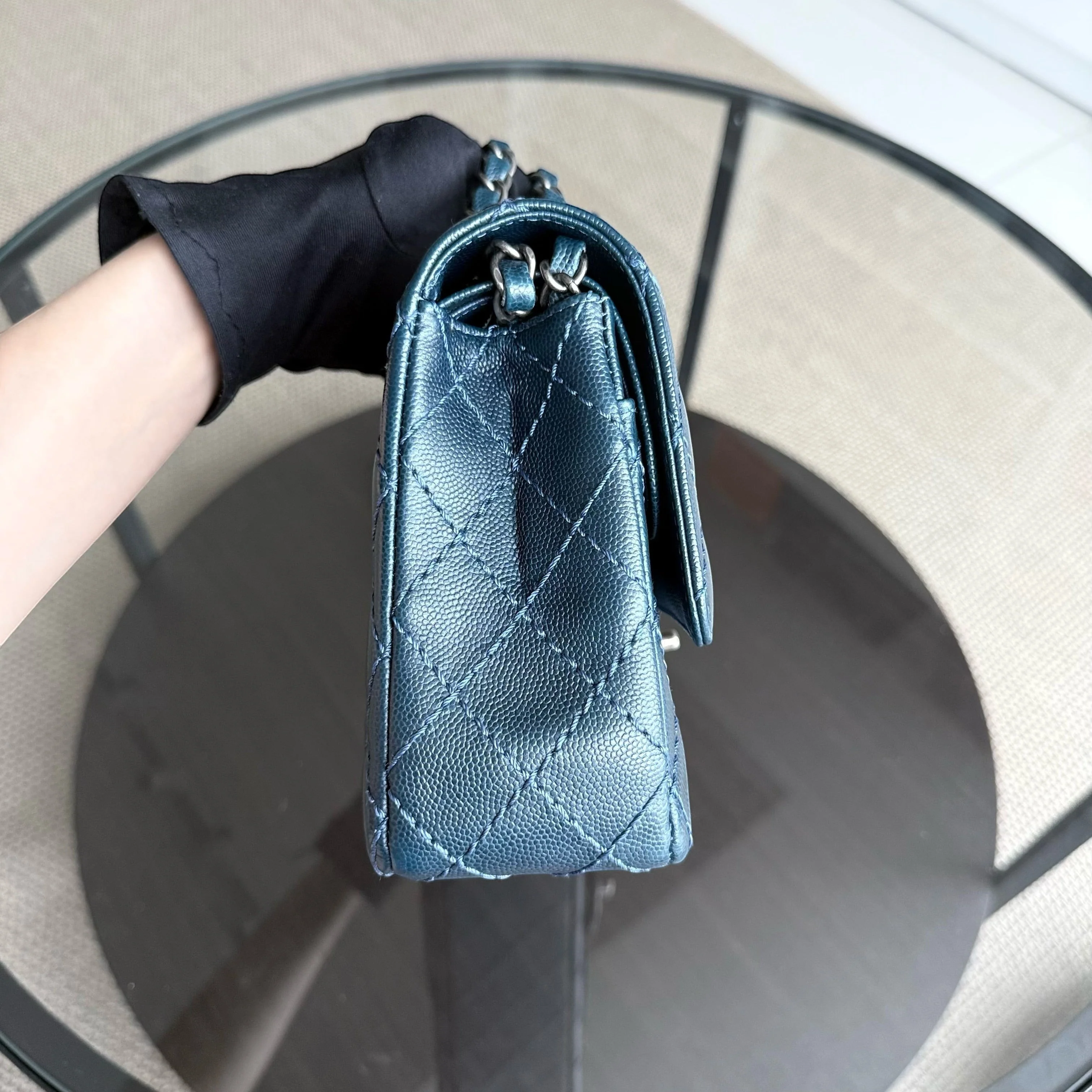 Chanel Classic Flap Medium - Caviar 25CM Quilted Dark Blue Silver Hardware Series 23