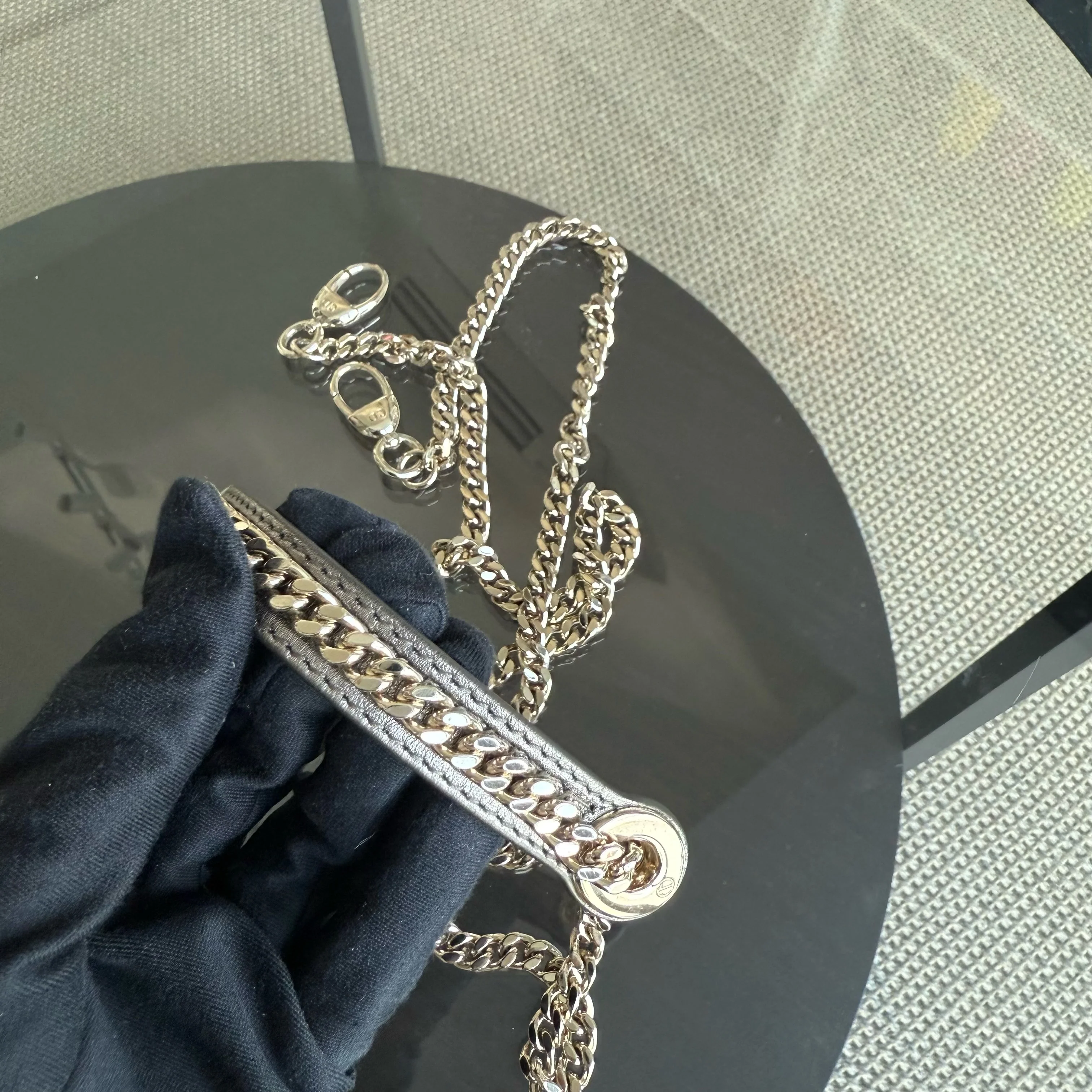 Dior Lady Mini - Cannage Calfskin Gunmetal Gold Hardware Chain Strap