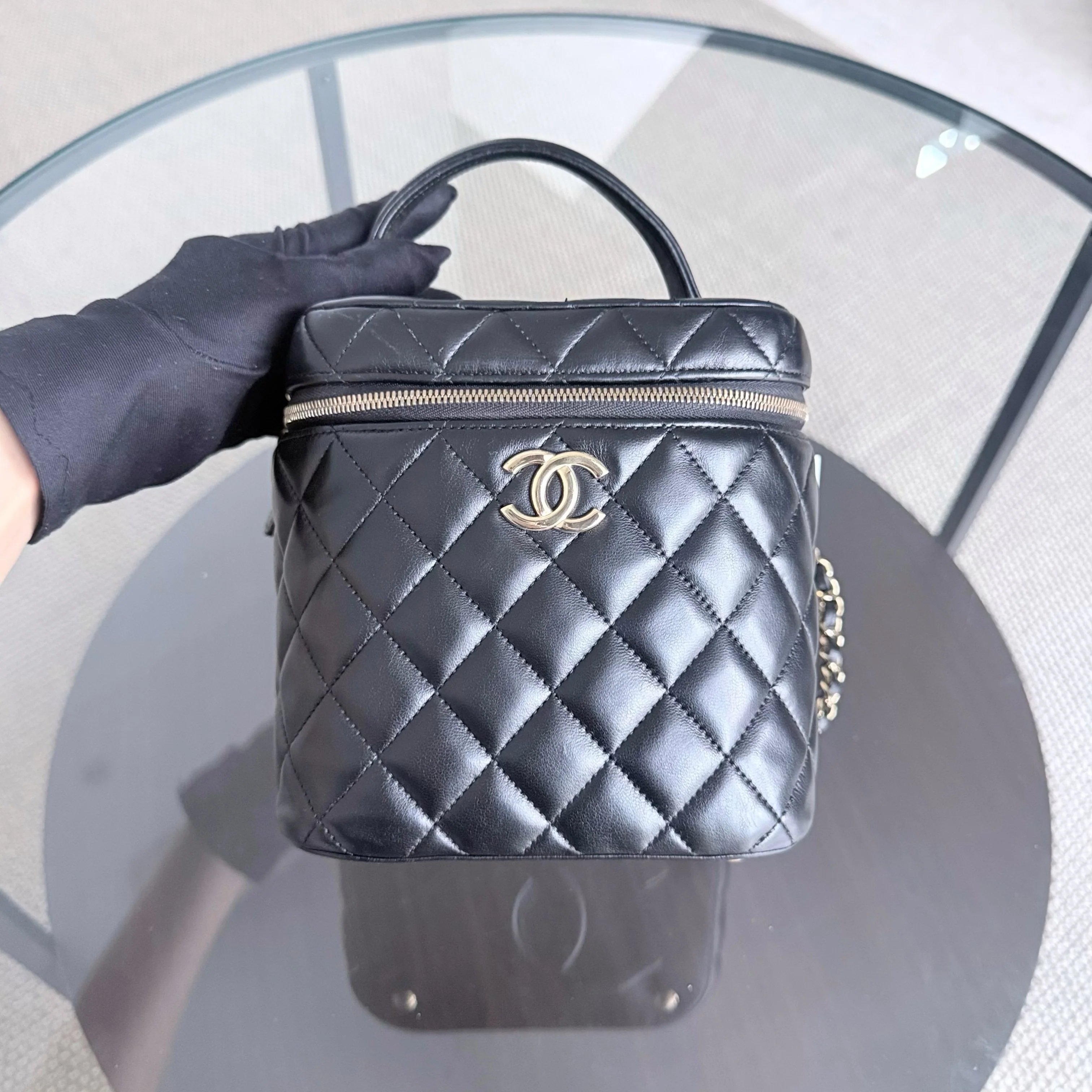 Chanel Trendy CC Vanity Black Lambskin Gold Hardware Microchip