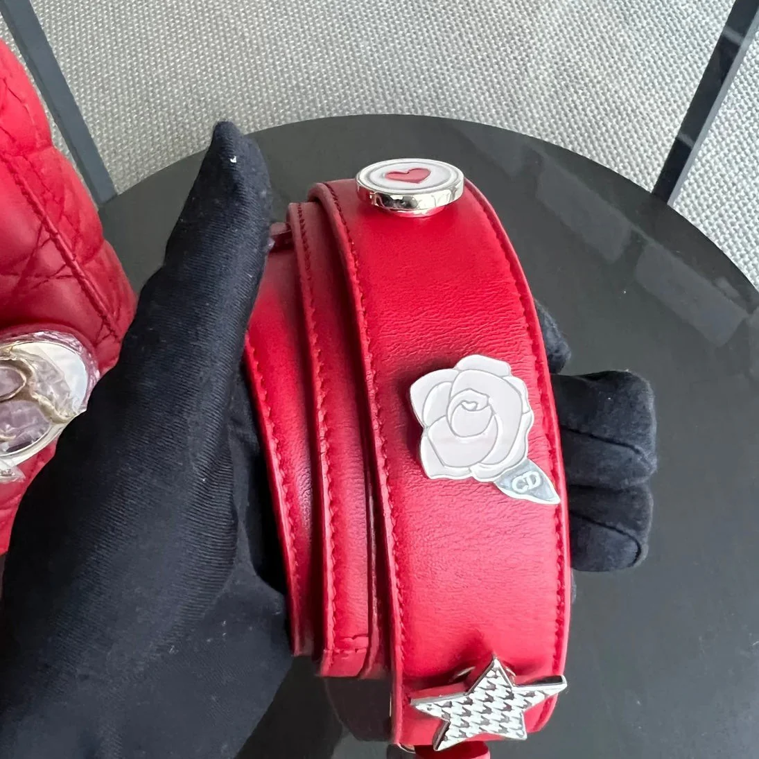 Dior Lady Small Flap - Cannage Lambskin Red Gold Hardware