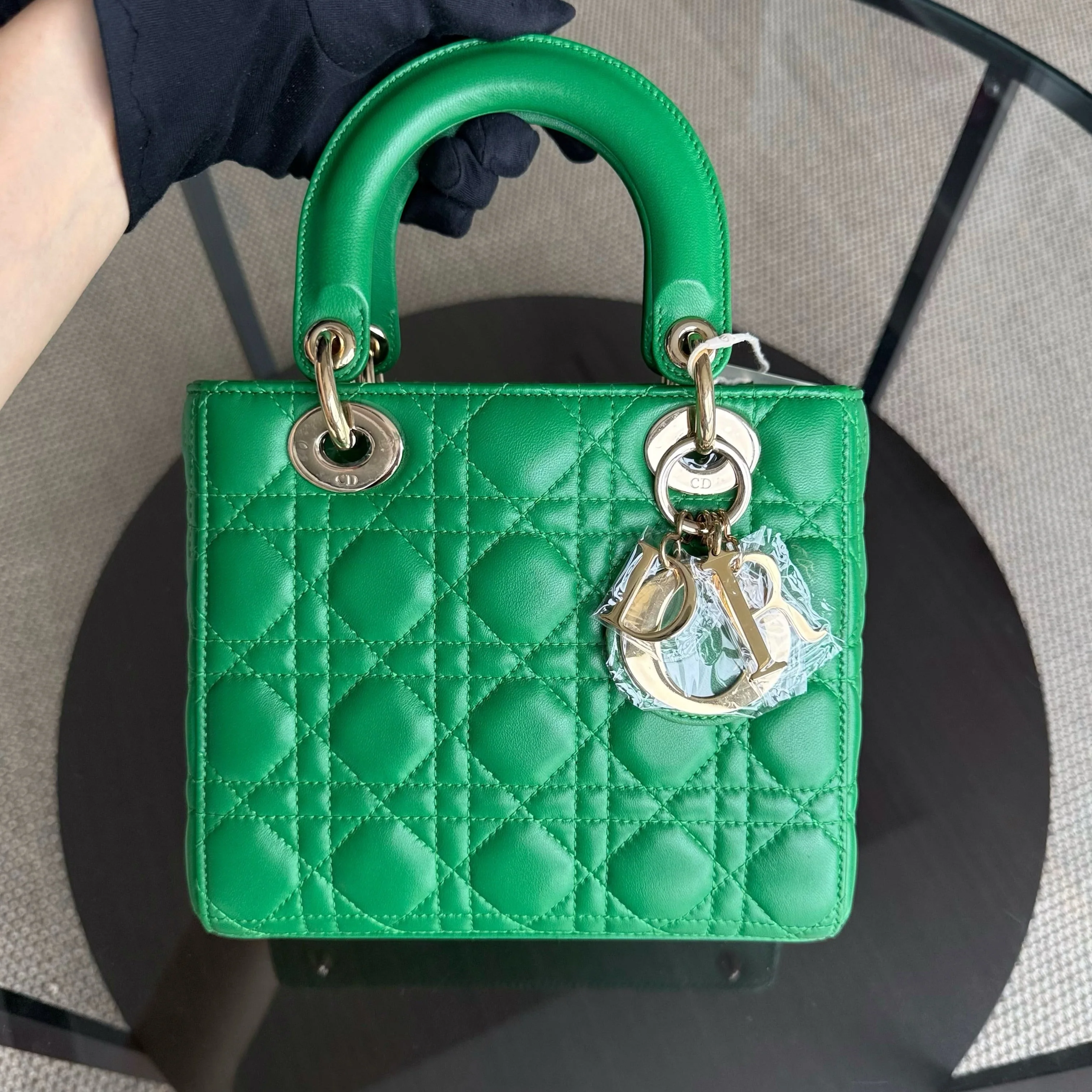 Dior Lady Small Flap - Cannage Lambskin Green Gold Hardware