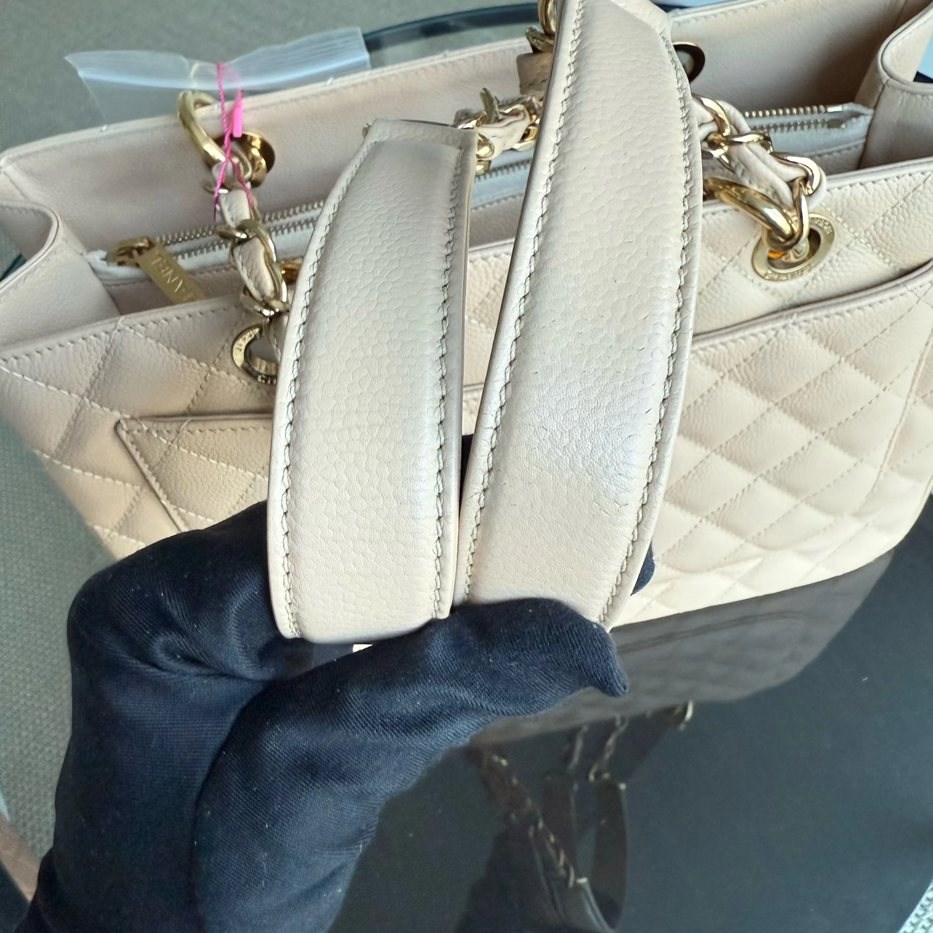 Chanel GST Grand Shopping Tote - Caviar Grained Calfskin Light Beige Gold Hardware Series 13