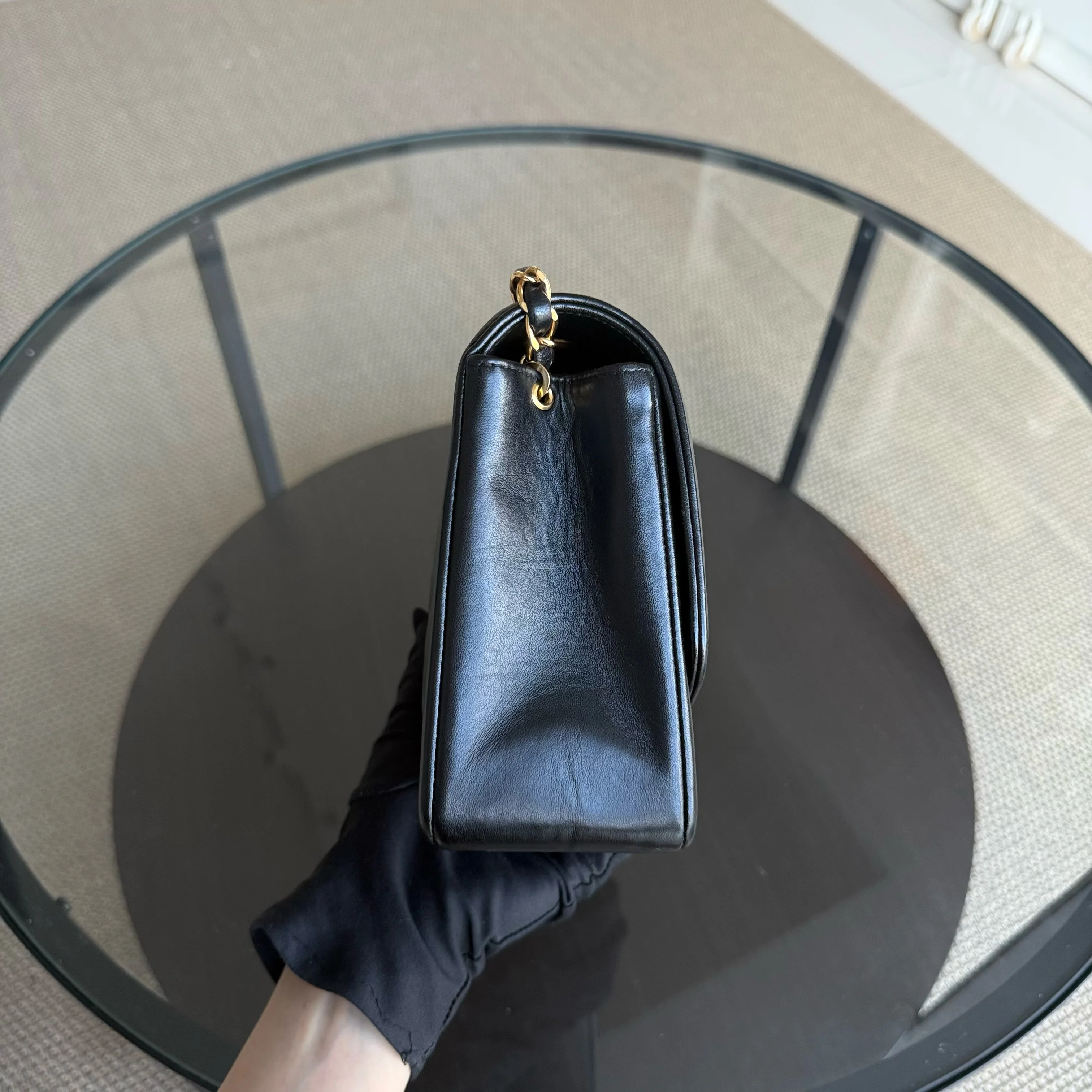 Chanel Diana Vintage - 25CM Quilted Lambskin Black Gold Hardware Series 3