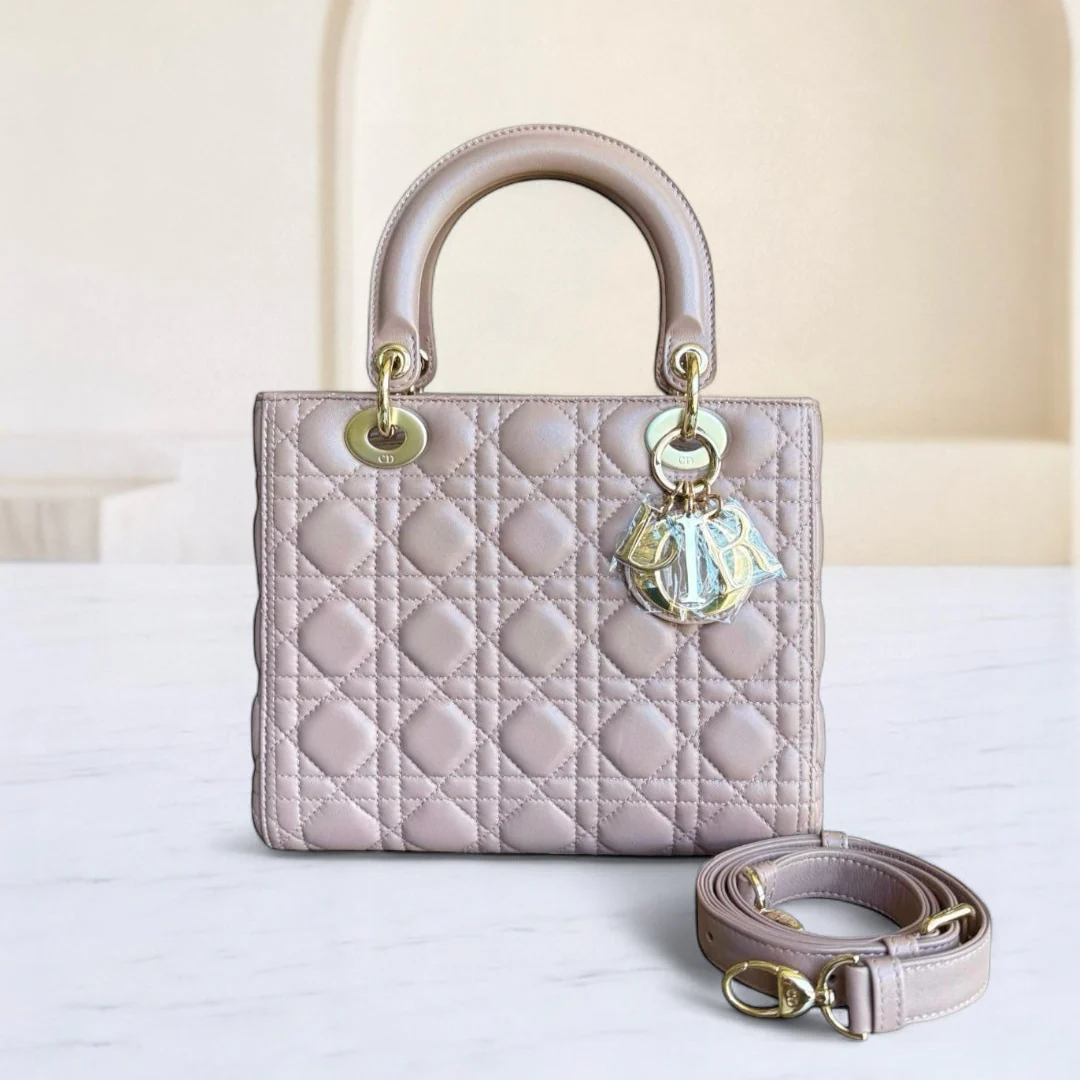 Dior Lady Medium - Canange Lambskin Blush Gold Hardware