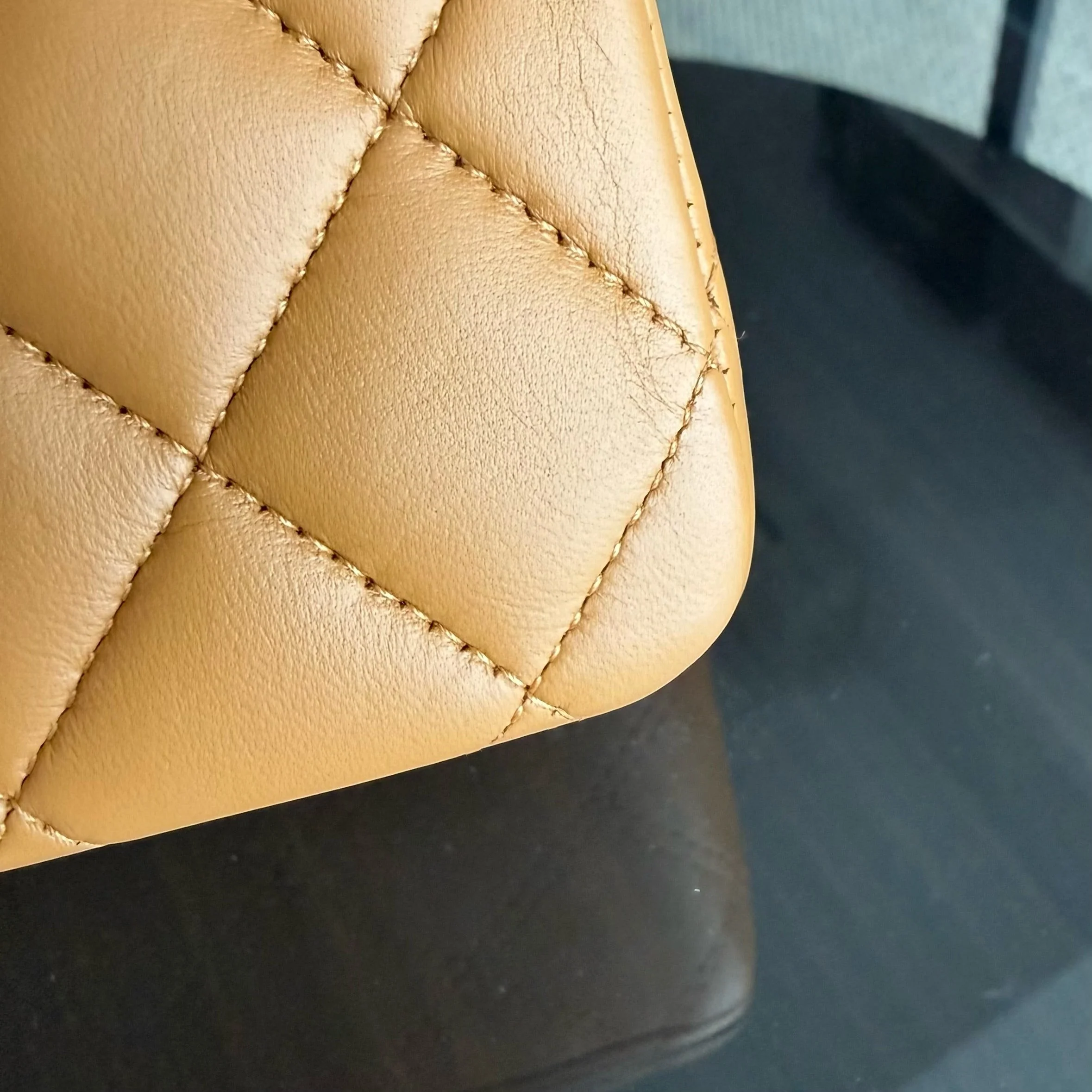 Chanel Classic Flap Medium - 25CM Quilted Lambskin Caramel Silver Hardware Series 19