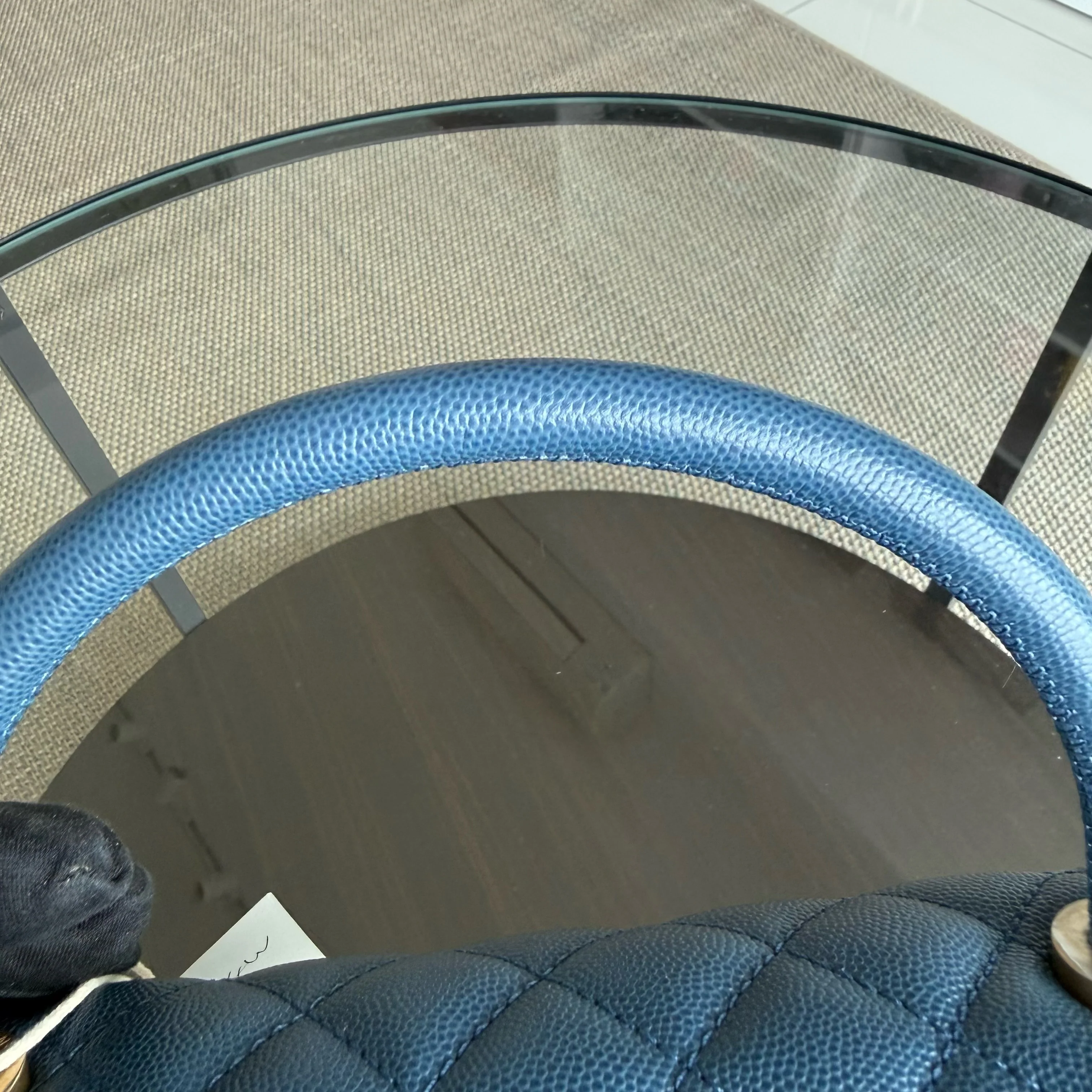 Chanel Coco Handle Medium - Caviar 29CM Quilted Blue Gold Hardware Series 24