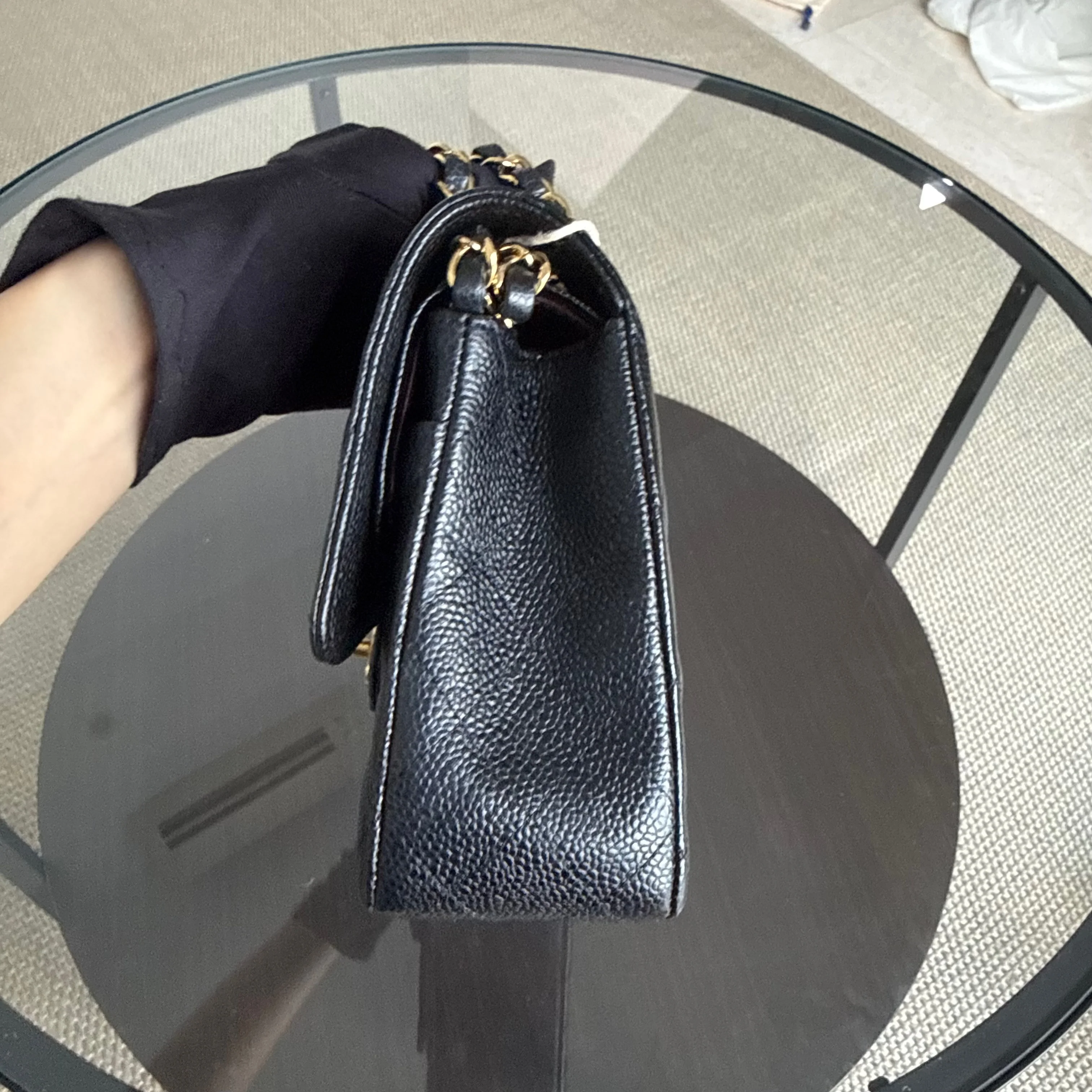 Chanel Classic Flap Medium - Caviar 25CM Quilted Double Flap Black Gold Hardware Series 21