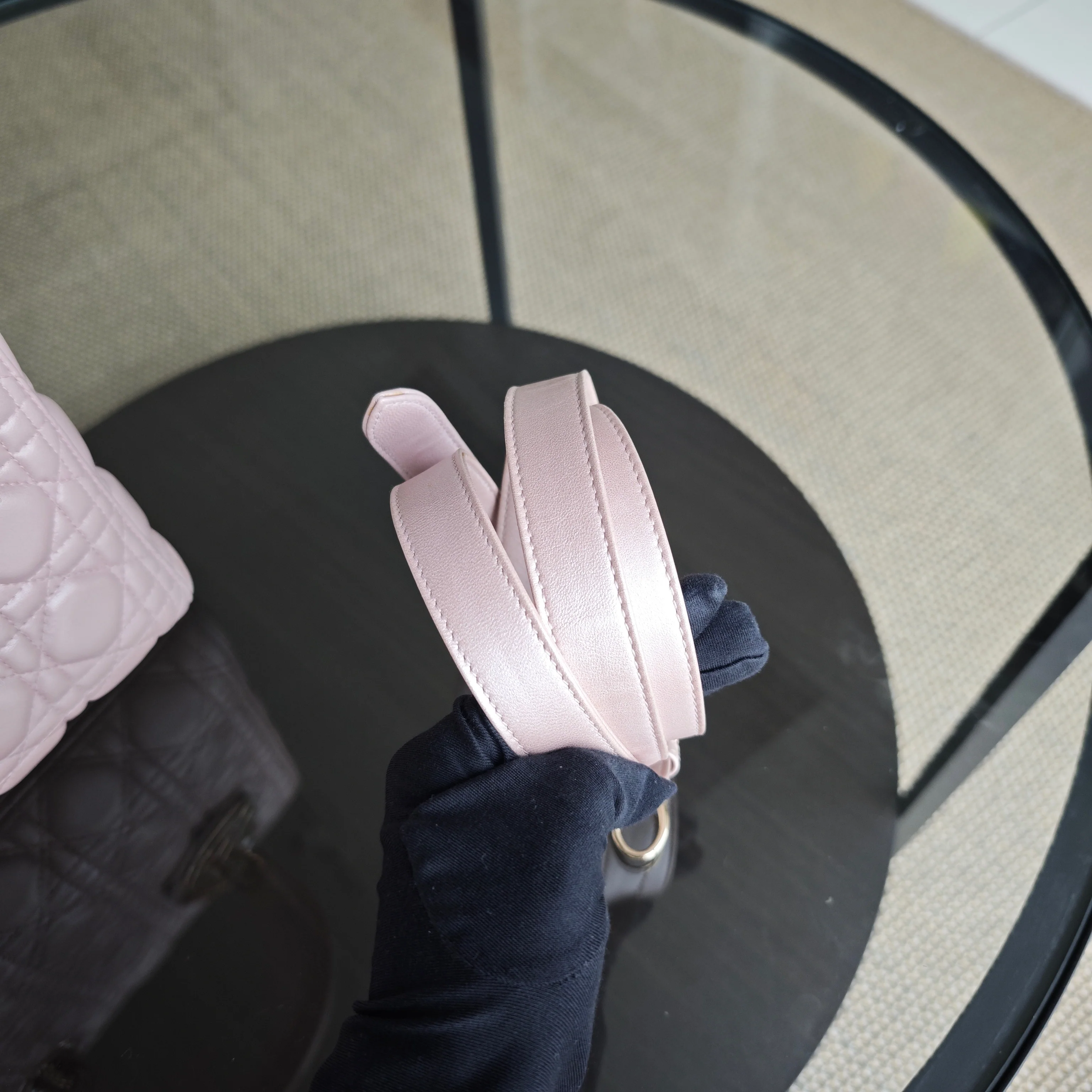 Dior Lady Medium Cannage Lambskin Light Pink Gold Hardware