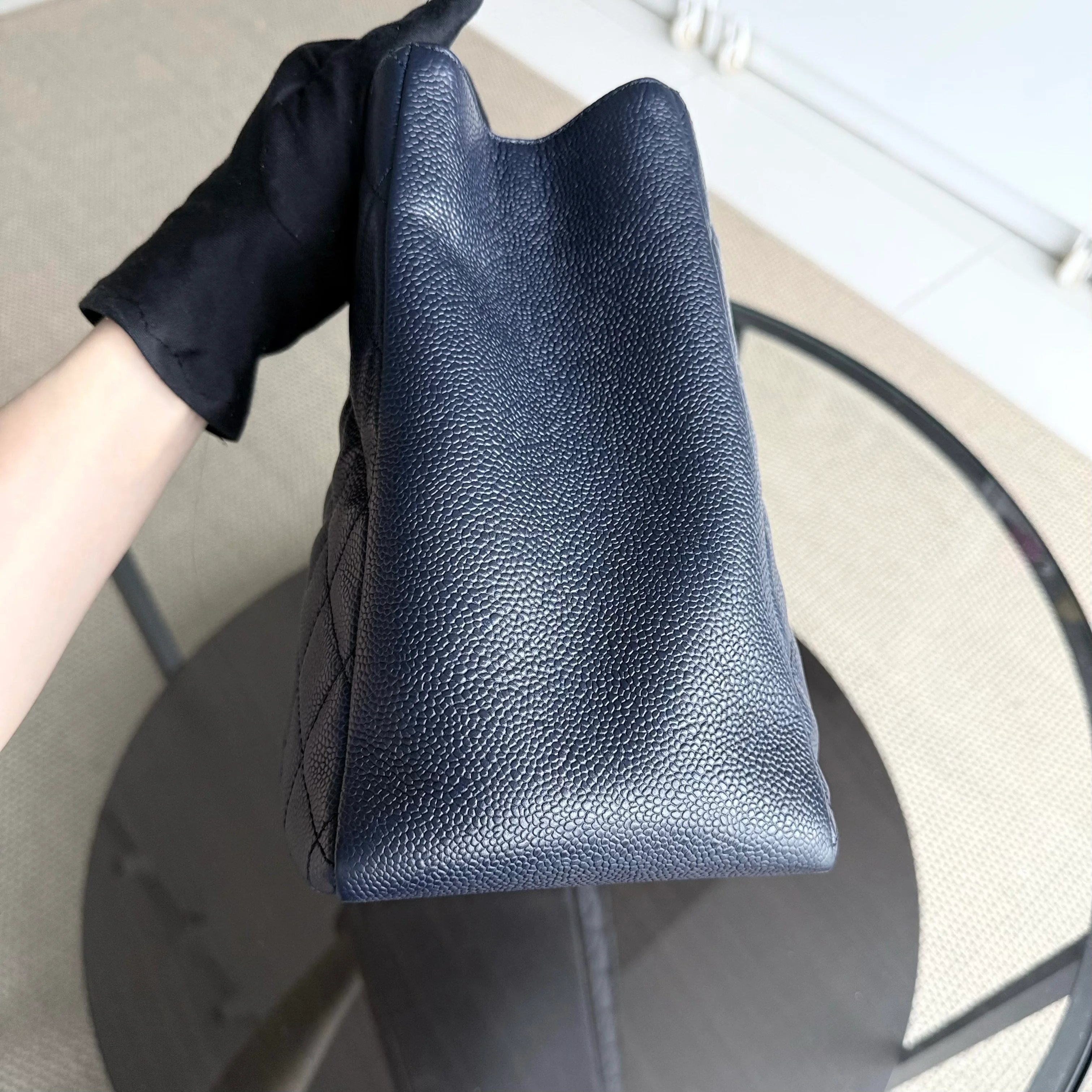 Chanel GST Grand Shopping Tote - Caviar Quilted Grained Calfskin Dark Navy Blue Gold Hardware Series 19