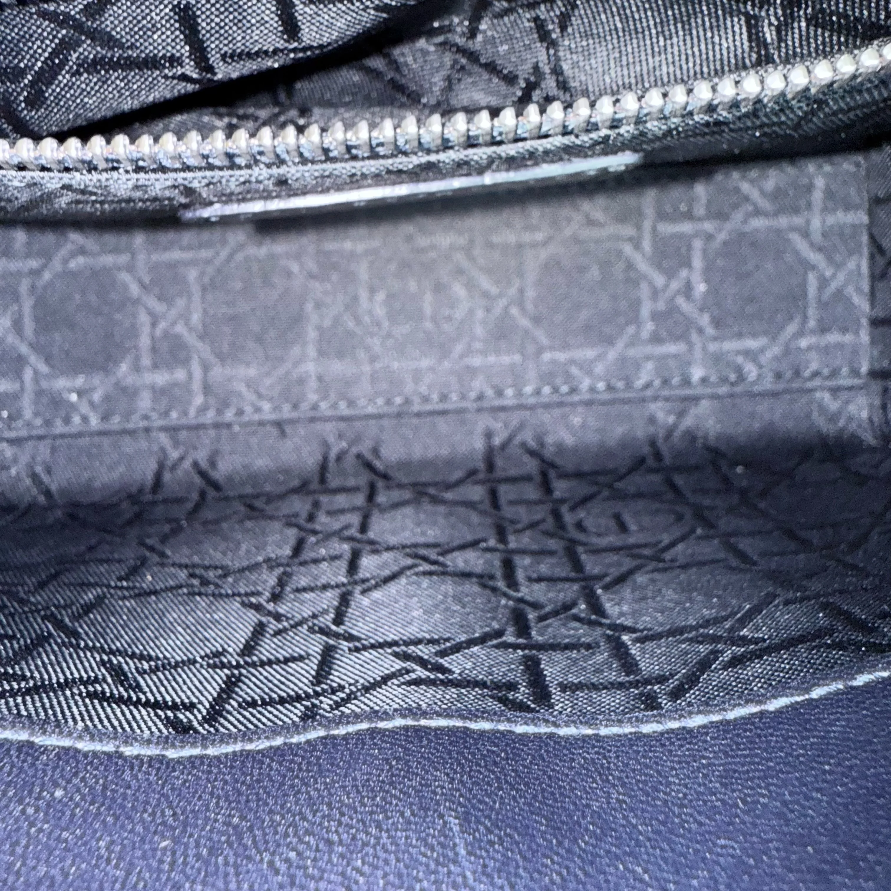 Dior Lady Mini - Cannage Lambskin Midnight Blue Silver Hardware Chain Strap