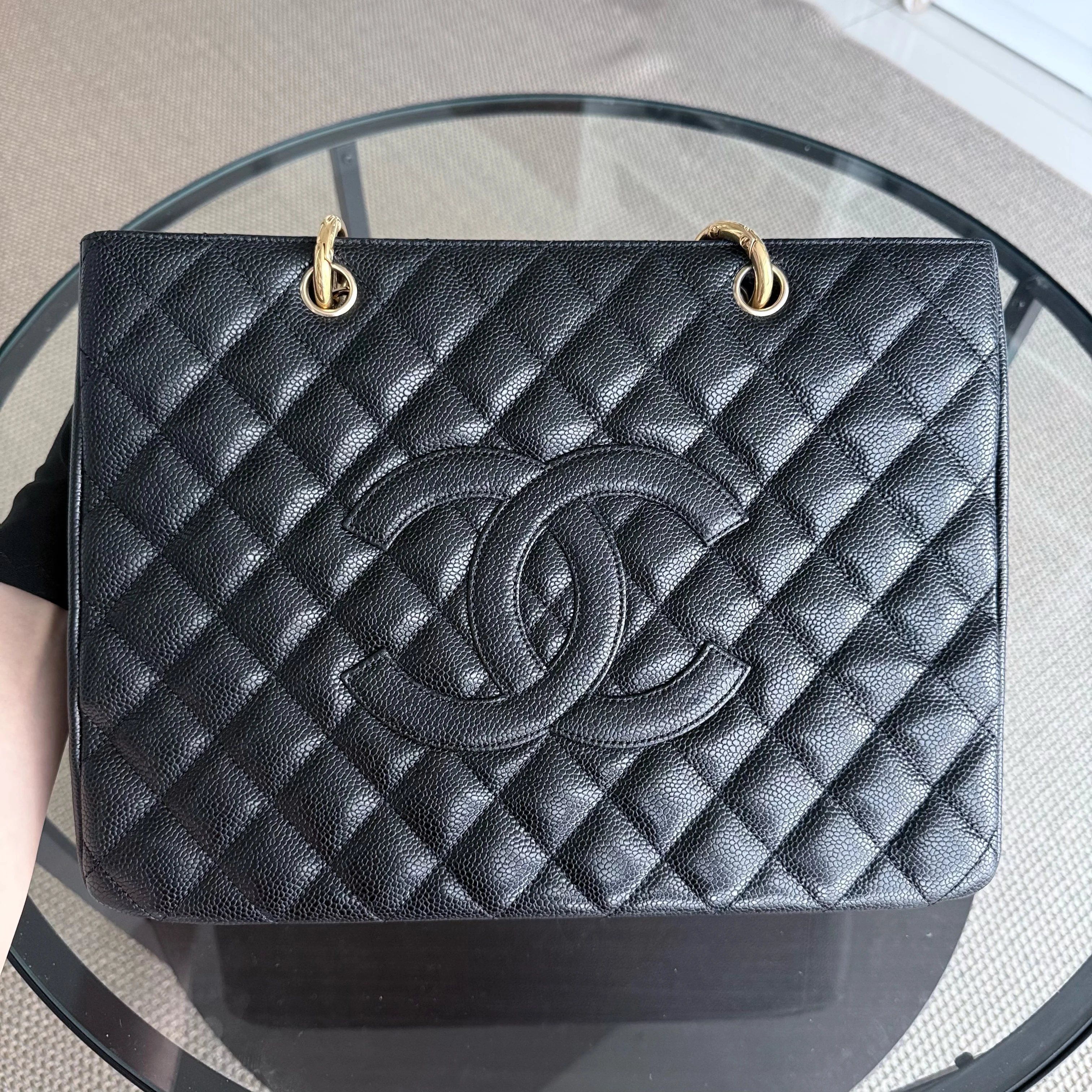 Chanel GST Grand Shopping Tote - Caviar Quilted Black Gold Hardware Series 11